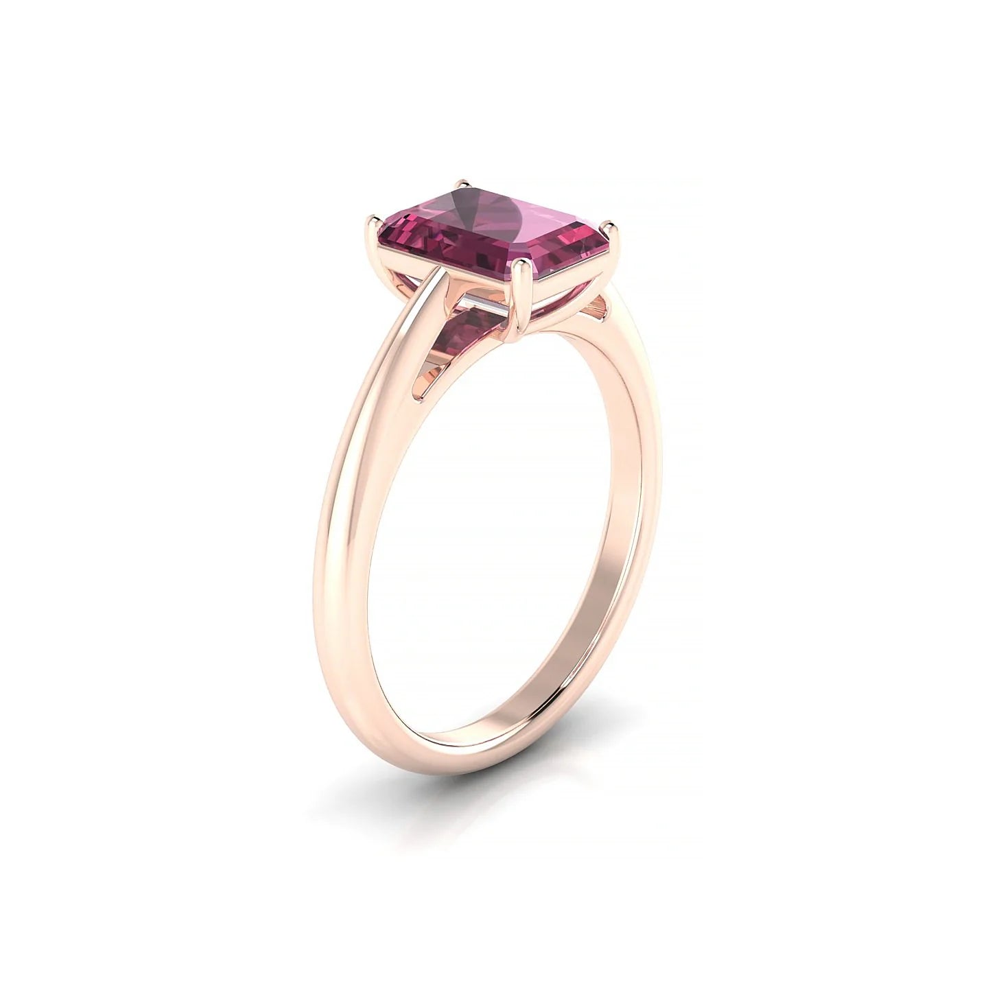 Treasure | 18k Rose Gold 8 x 6 mm Emerald Rhodolite Ring