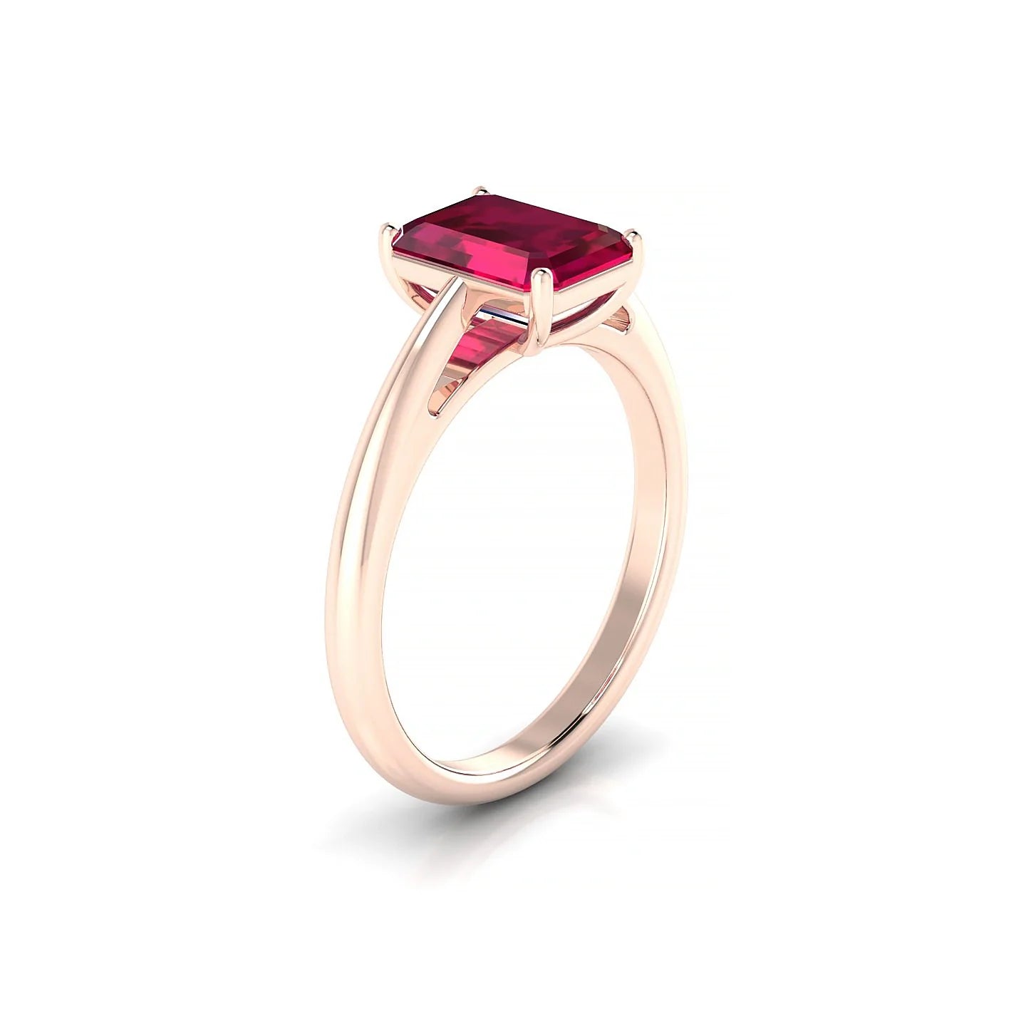 Treasure | 18k Rose Gold 8 x 6 mm Emerald Ruby Ring