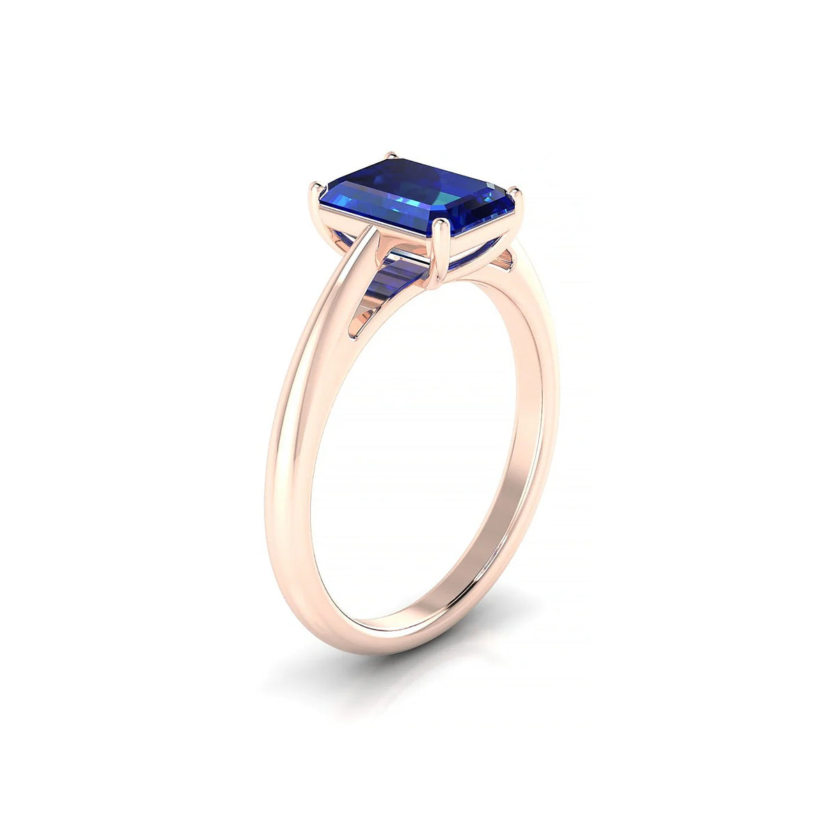 Treasure | 18k Rose Gold 8 x 6 mm Emerald Sapphire Ring