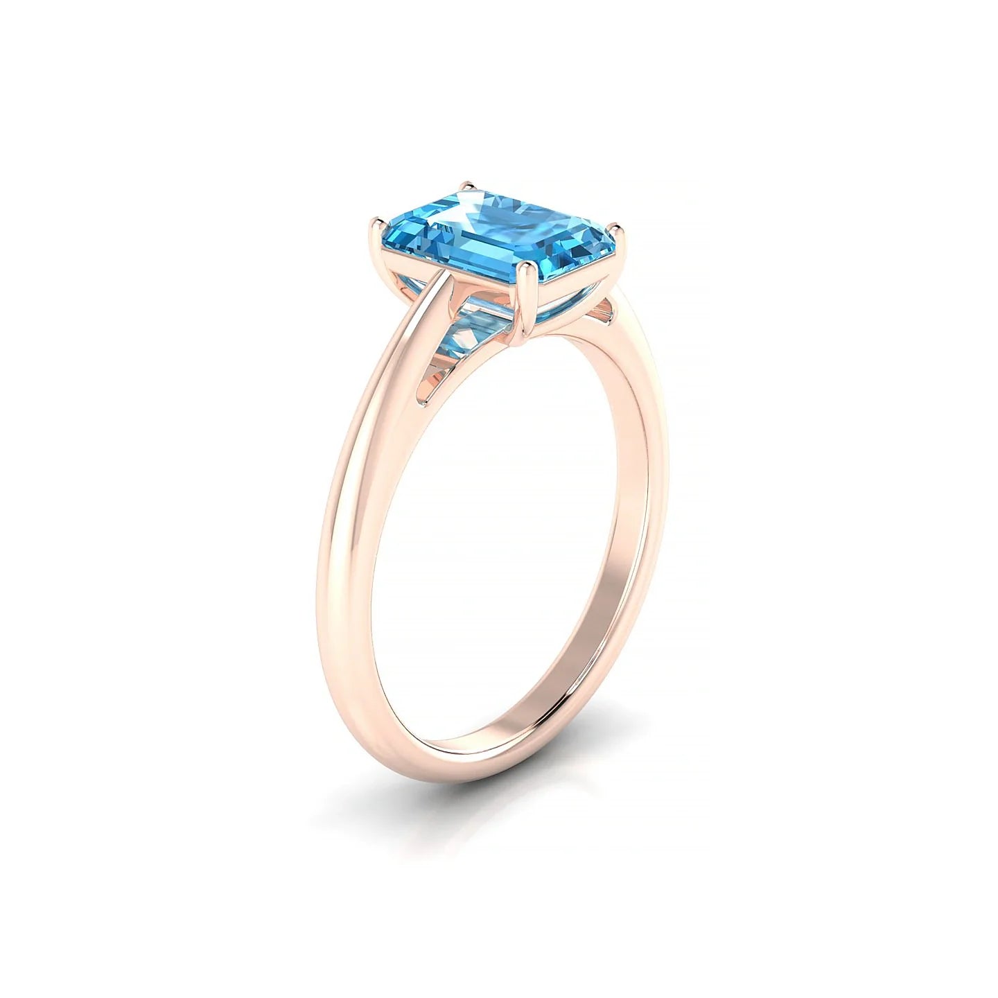 Treasure | 18k Rose Gold 8 x 6 mm Emerald Topaz Ring