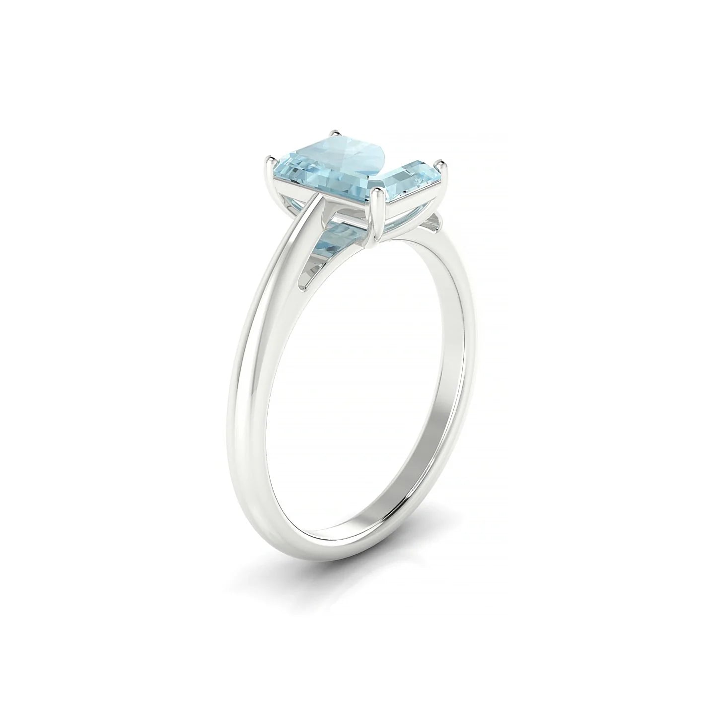 Treasure | 18k White Gold 8 x 6 mm Emerald Aquamarine Ring