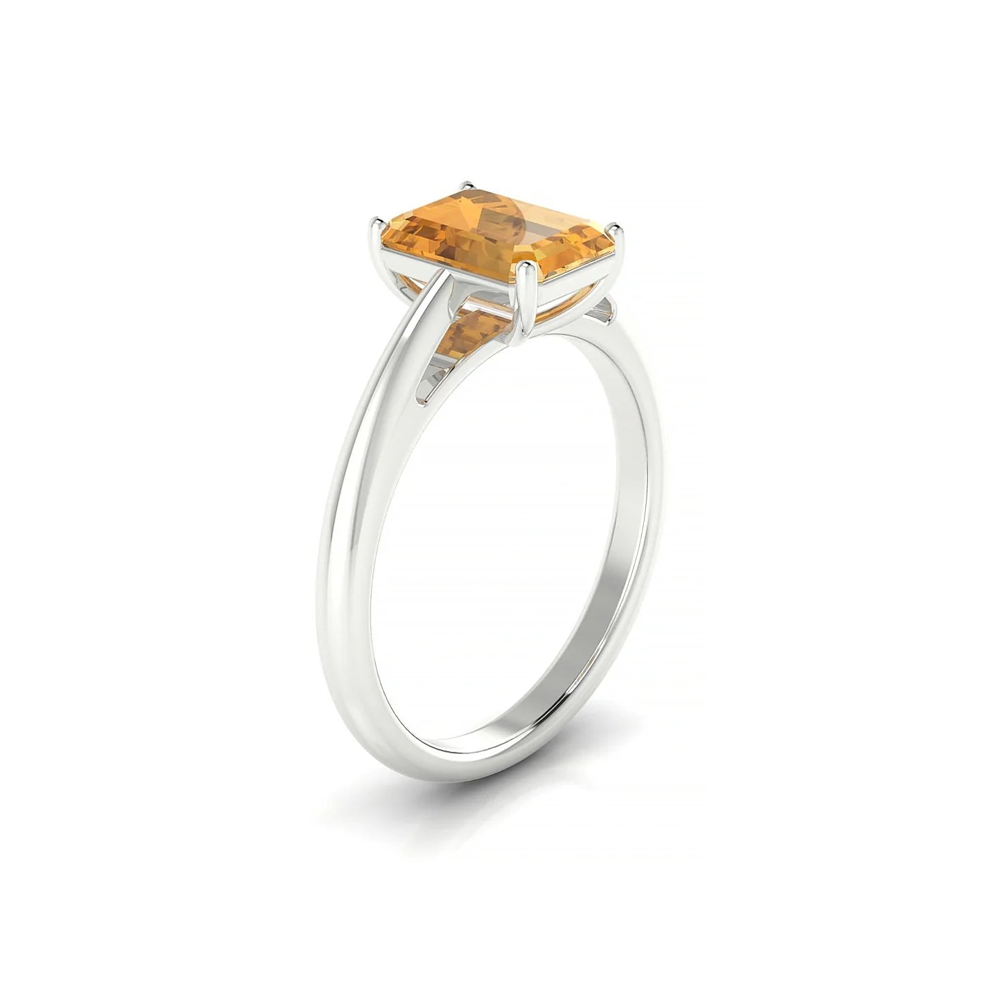 Treasure | 18k White Gold 8 x 6 mm Emerald Citrine Ring