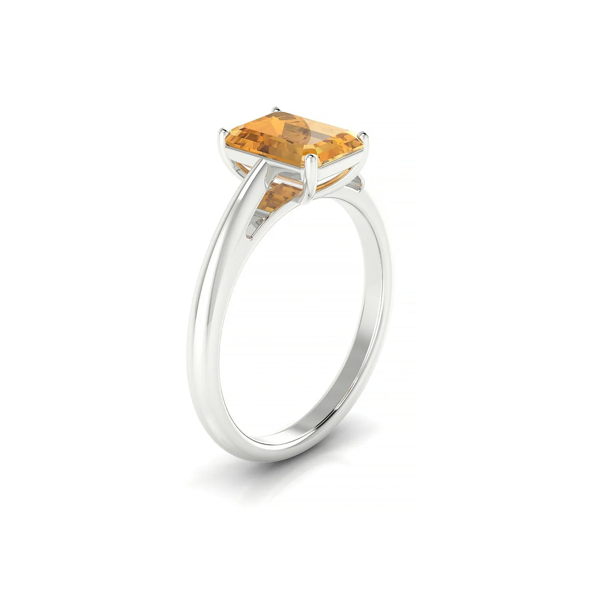 Treasure | 18k White Gold 8 x 6 mm Emerald Citrine Ring