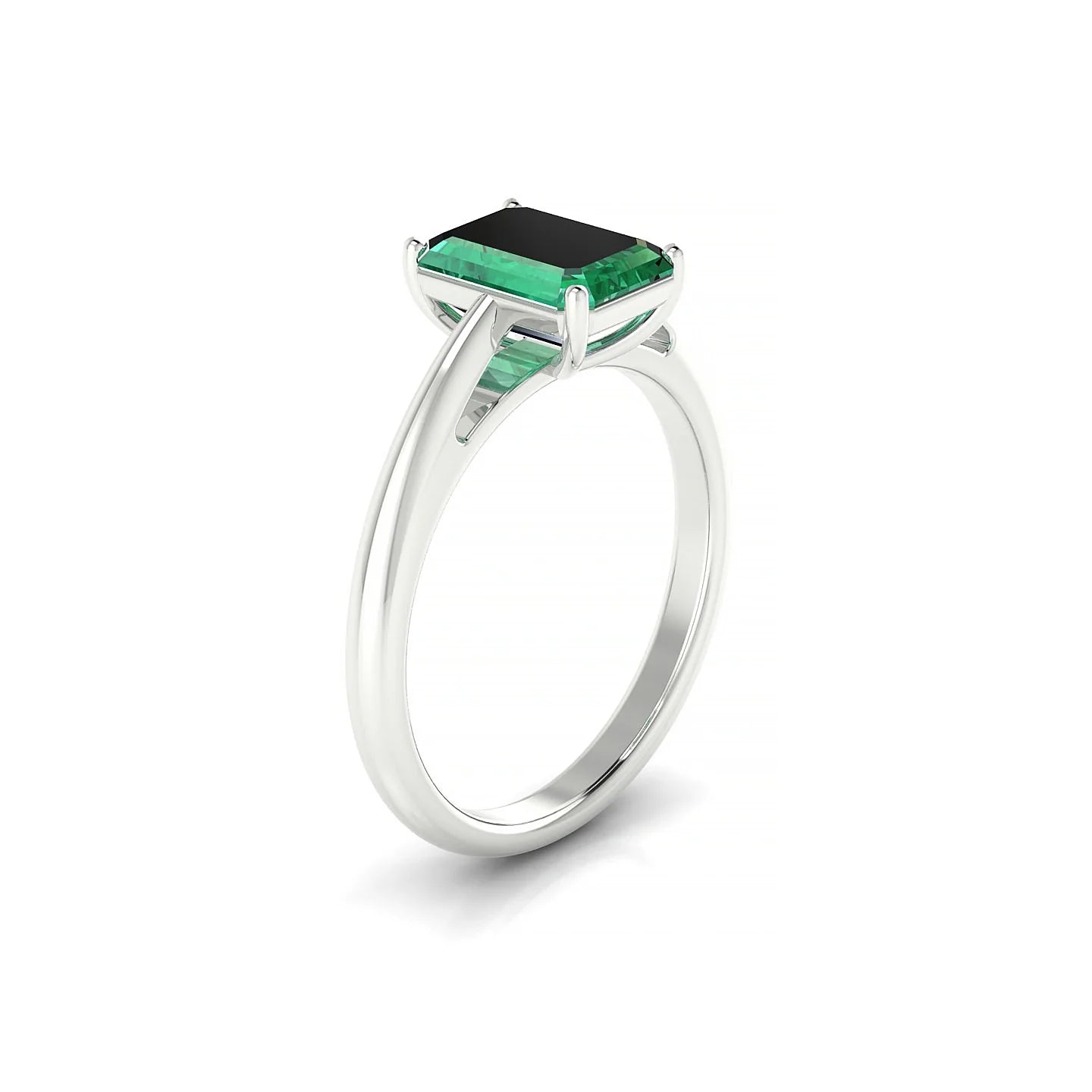 Treasure | 18k White Gold 8 x 6 mm Emerald Emerald Ring