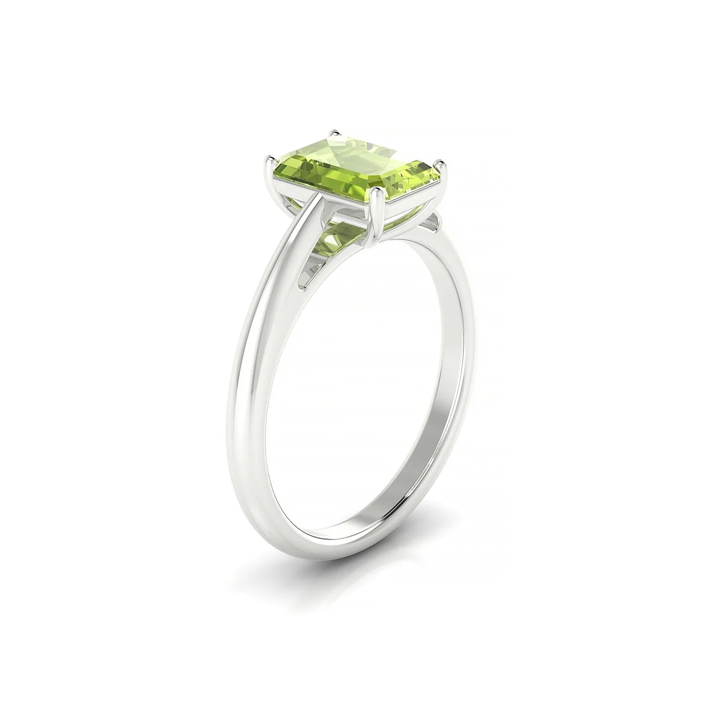 Treasure | 18k White Gold 8 x 6 mm Emerald Peridot Ring