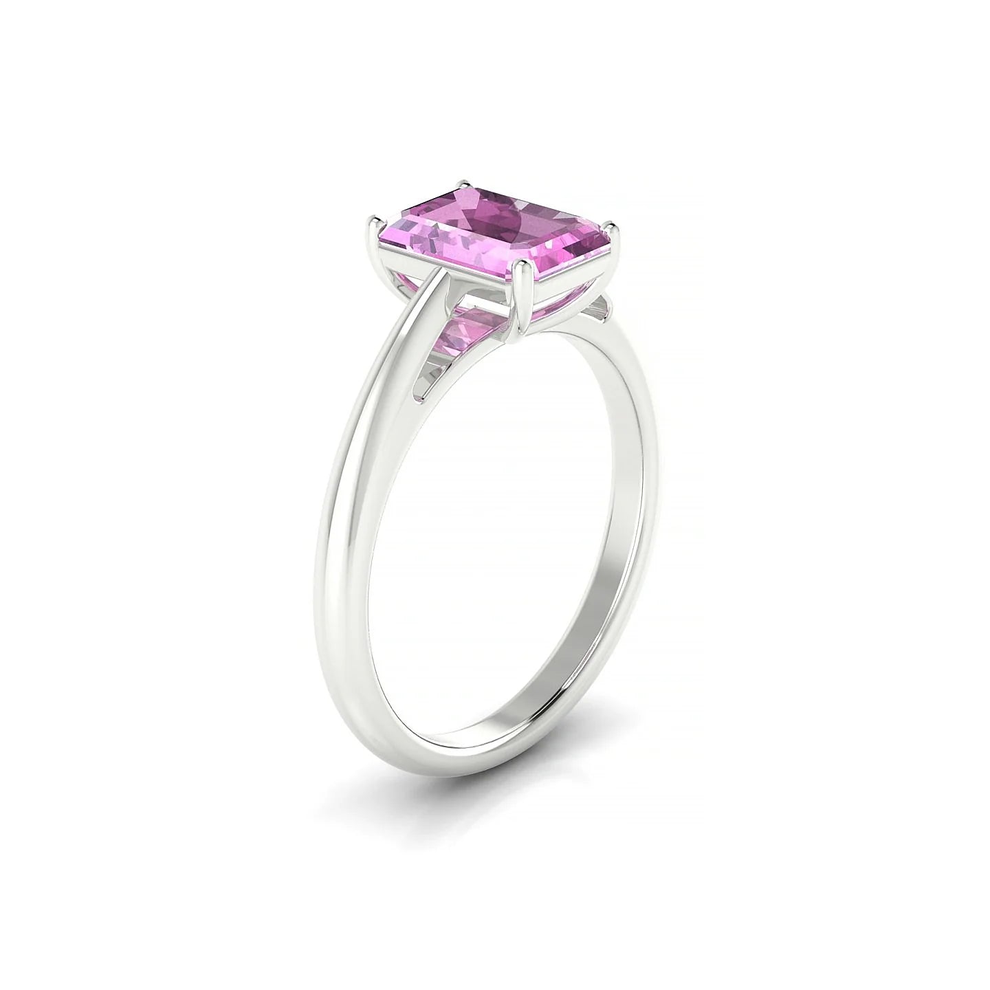 Treasure | 18k White Gold 8 x 6 mm Emerald Pink Sapphire Ring