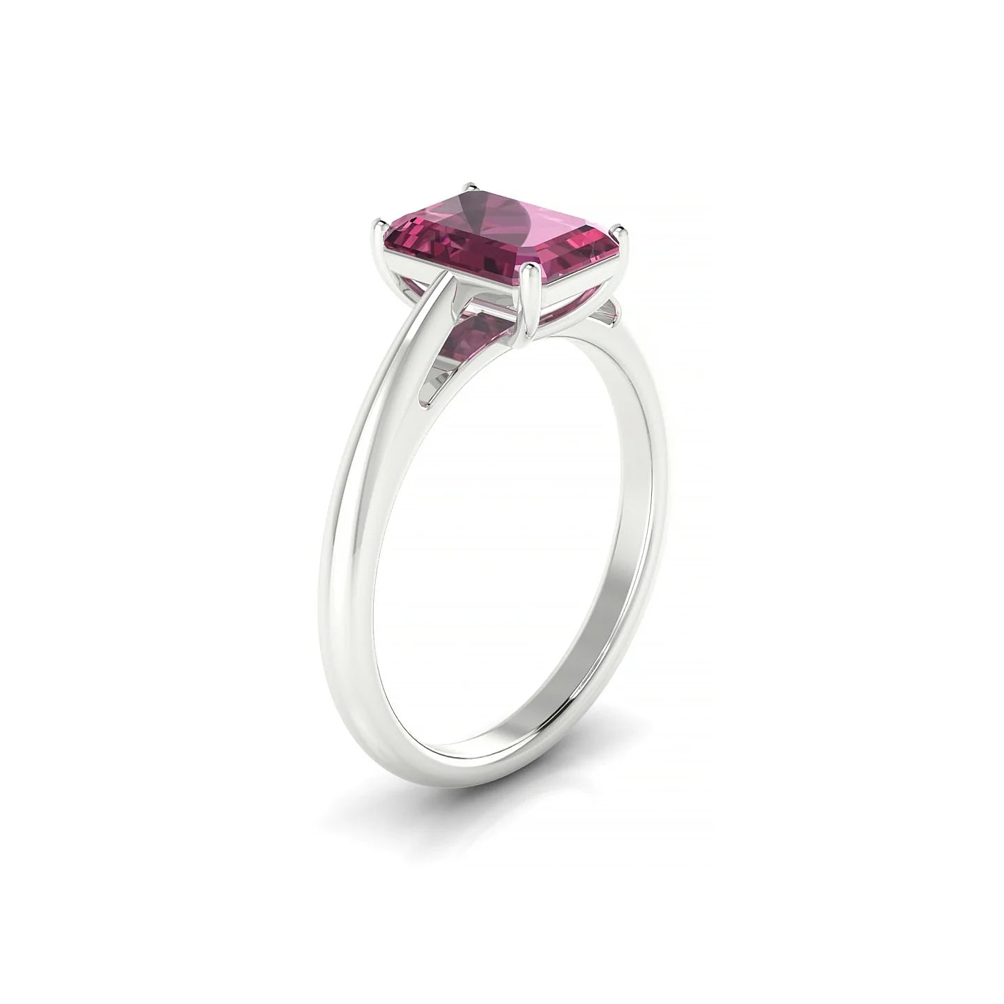 Treasure | 18k White Gold 8 x 6 mm Emerald Rhodolite Ring