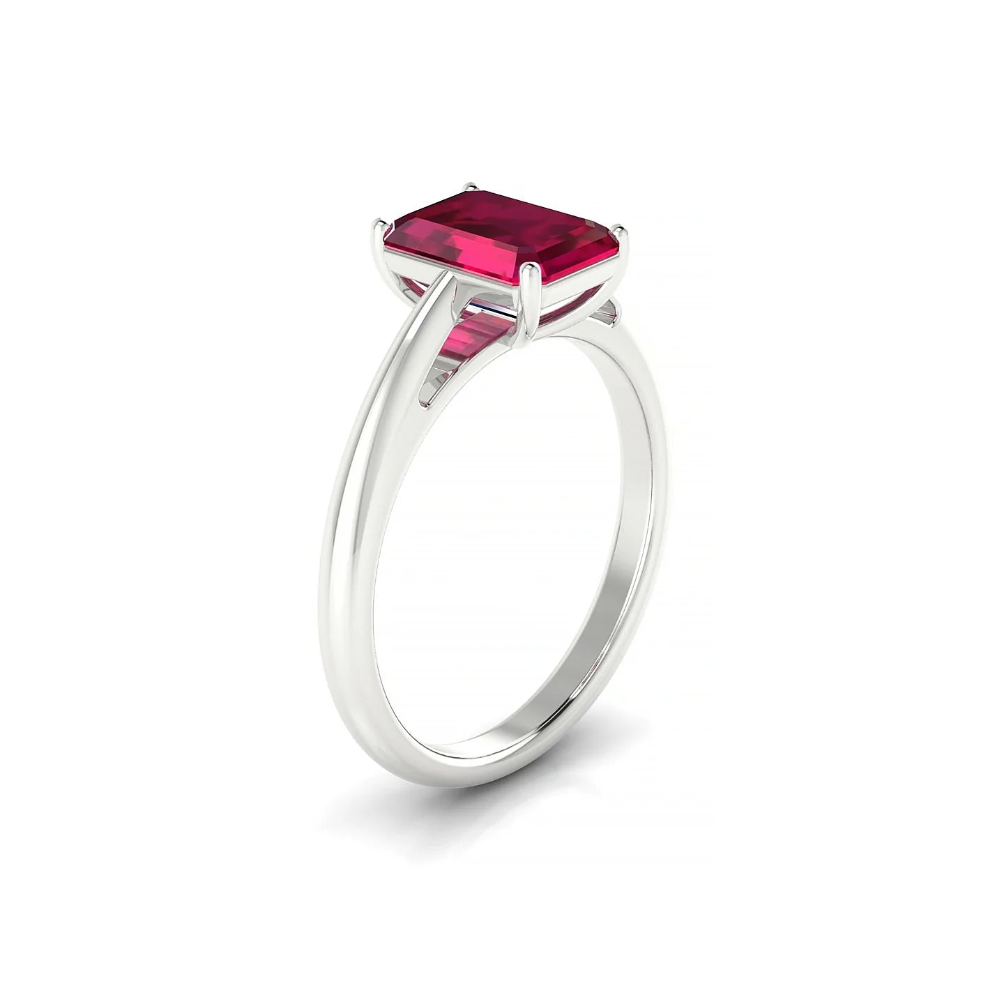 Treasure | 18k White Gold 8 x 6 mm Emerald Ruby Ring