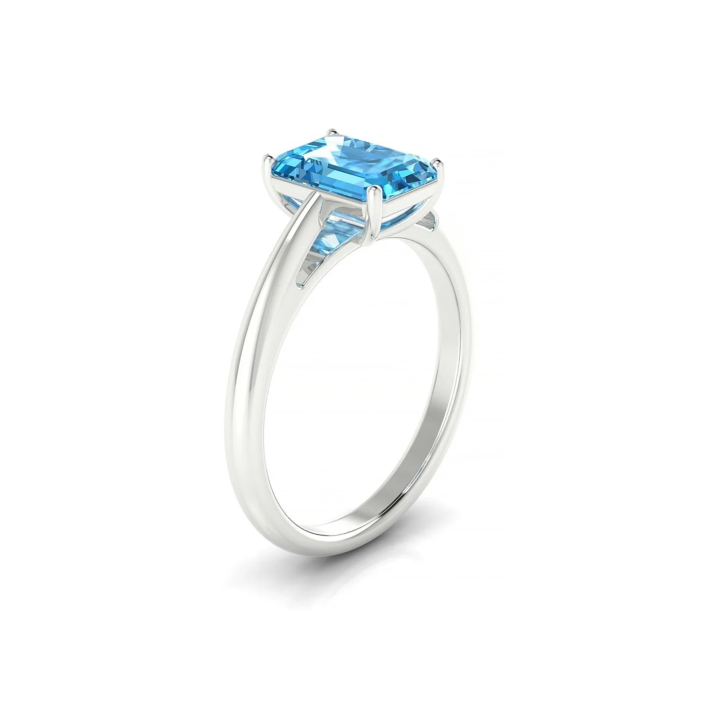Treasure | 18k White Gold 8 x 6 mm Emerald Topaz Ring