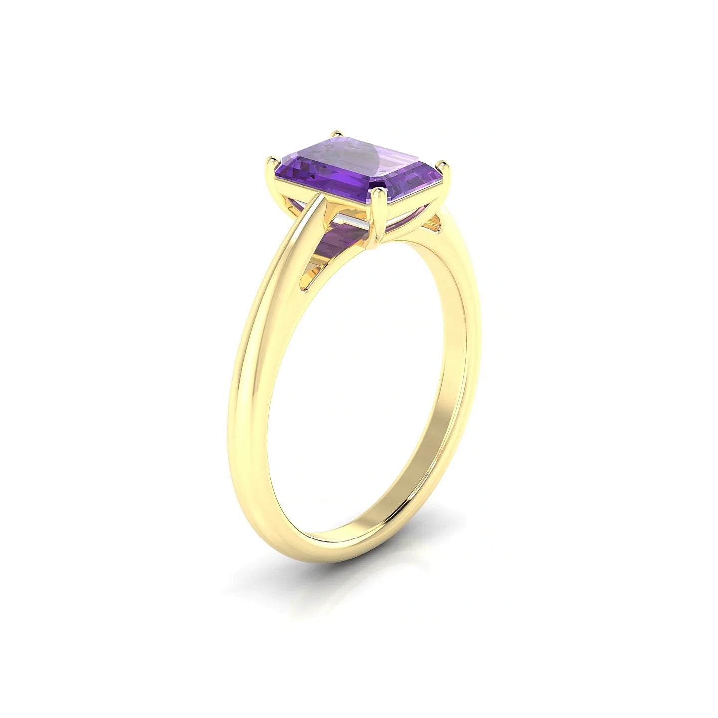 Treasure | 18k Yellow Gold 8 x 6 mm Emerald Amethyst Ring