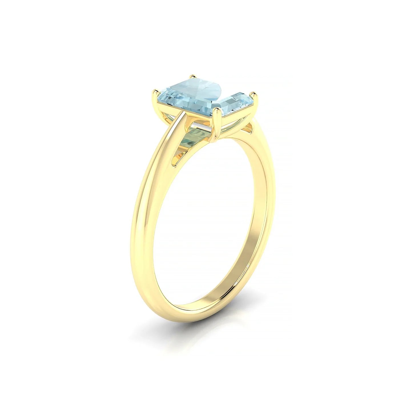 Treasure | 18k Yellow Gold 8 x 6 mm Emerald Aquamarine Ring