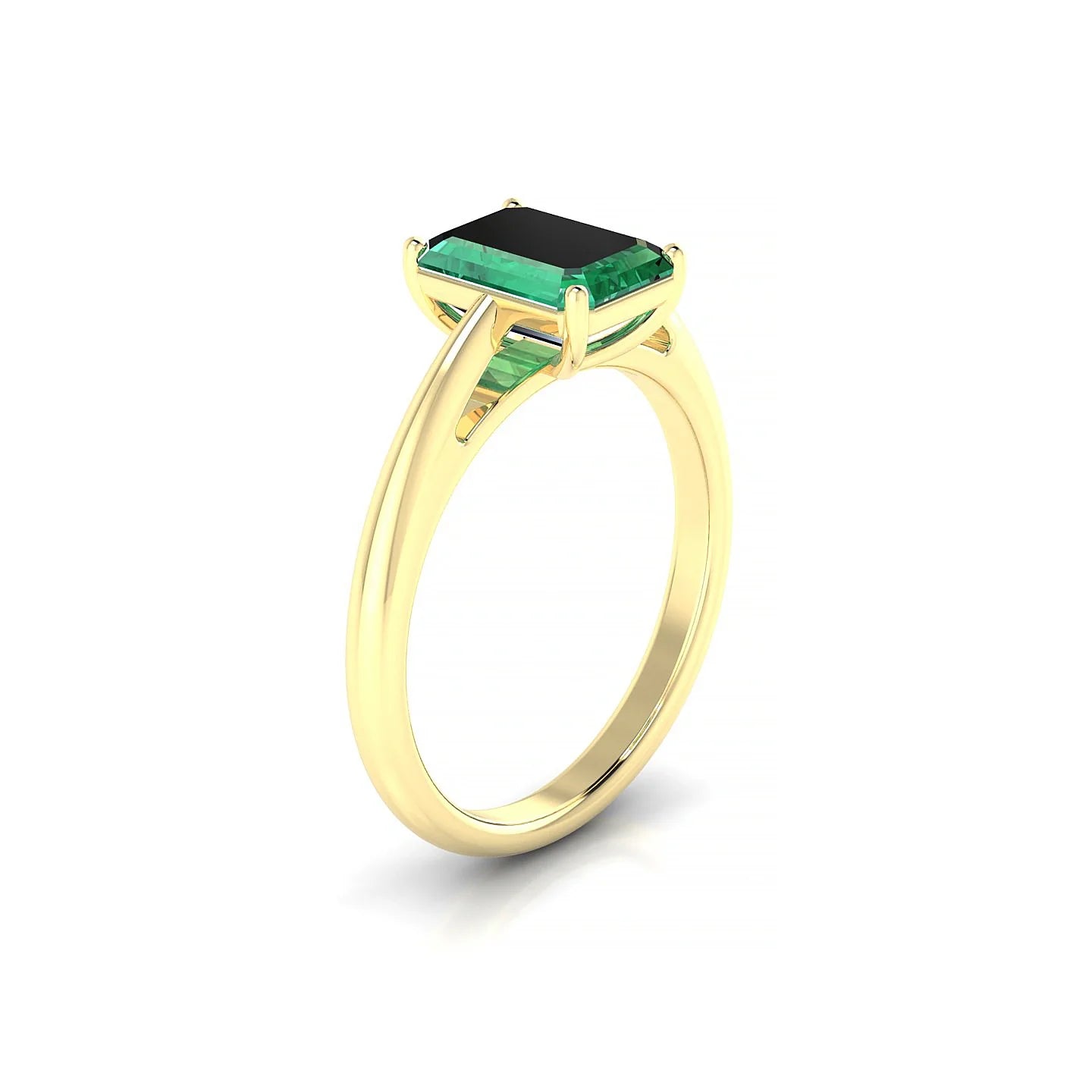 Treasure | 18k Yellow Gold 8 x 6 mm Emerald Emerald Ring