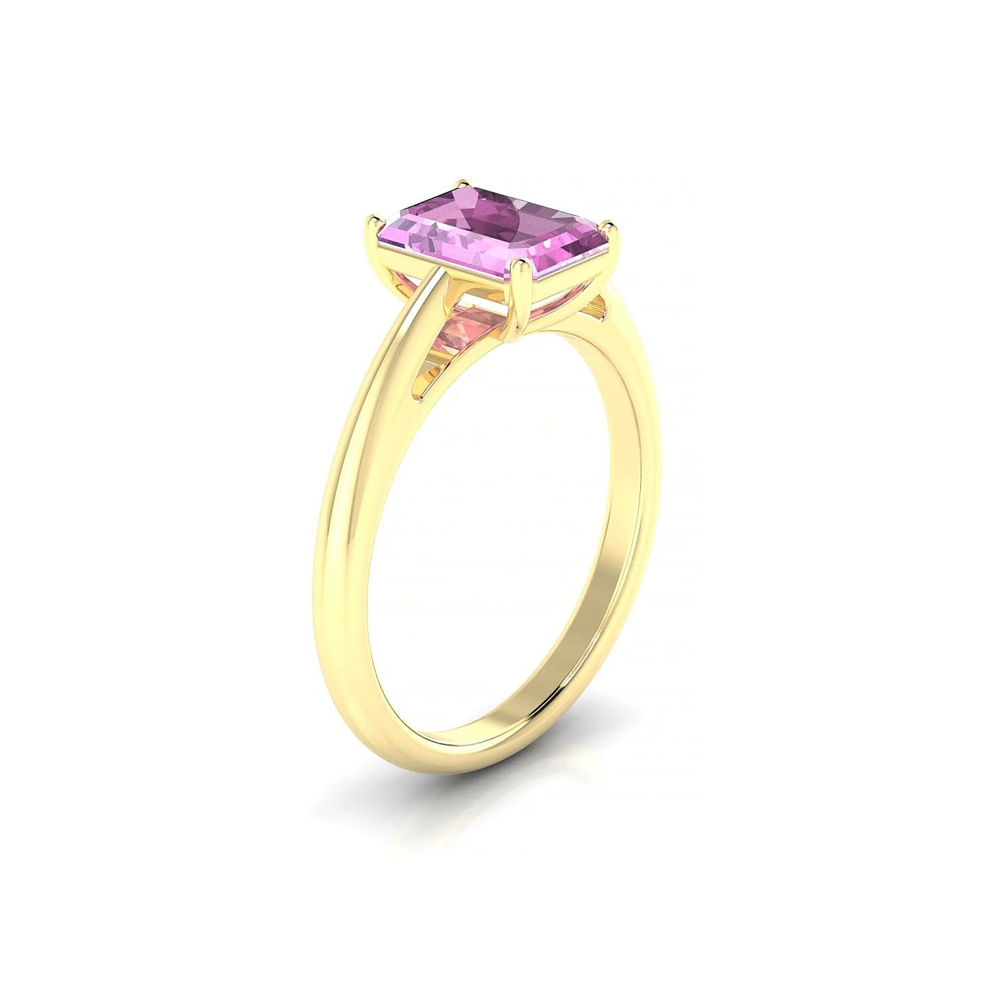 Treasure | 18k Yellow Gold 8 x 6 mm Emerald Pink Sapphire Ring