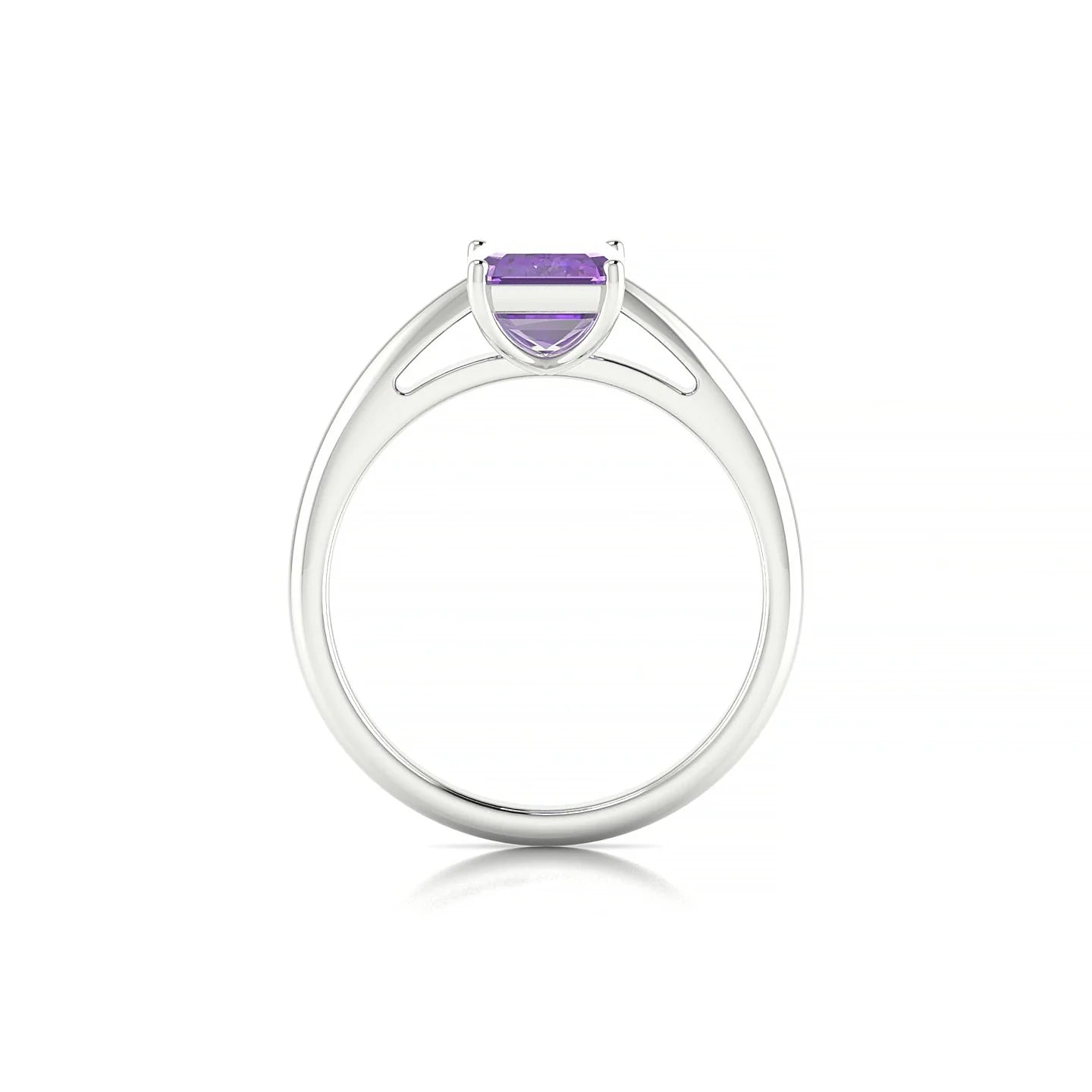 Treasure | 18k White Gold 8 x 6 mm Emerald Amethyst Ring