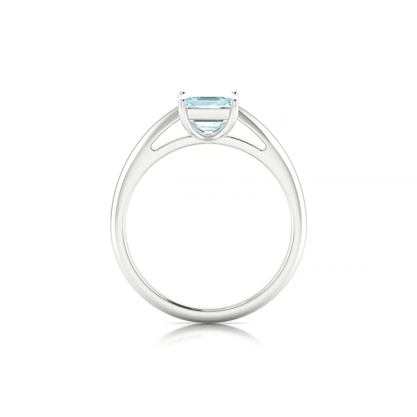Treasure | 18k White Gold 8 x 6 mm Emerald Aquamarine Ring
