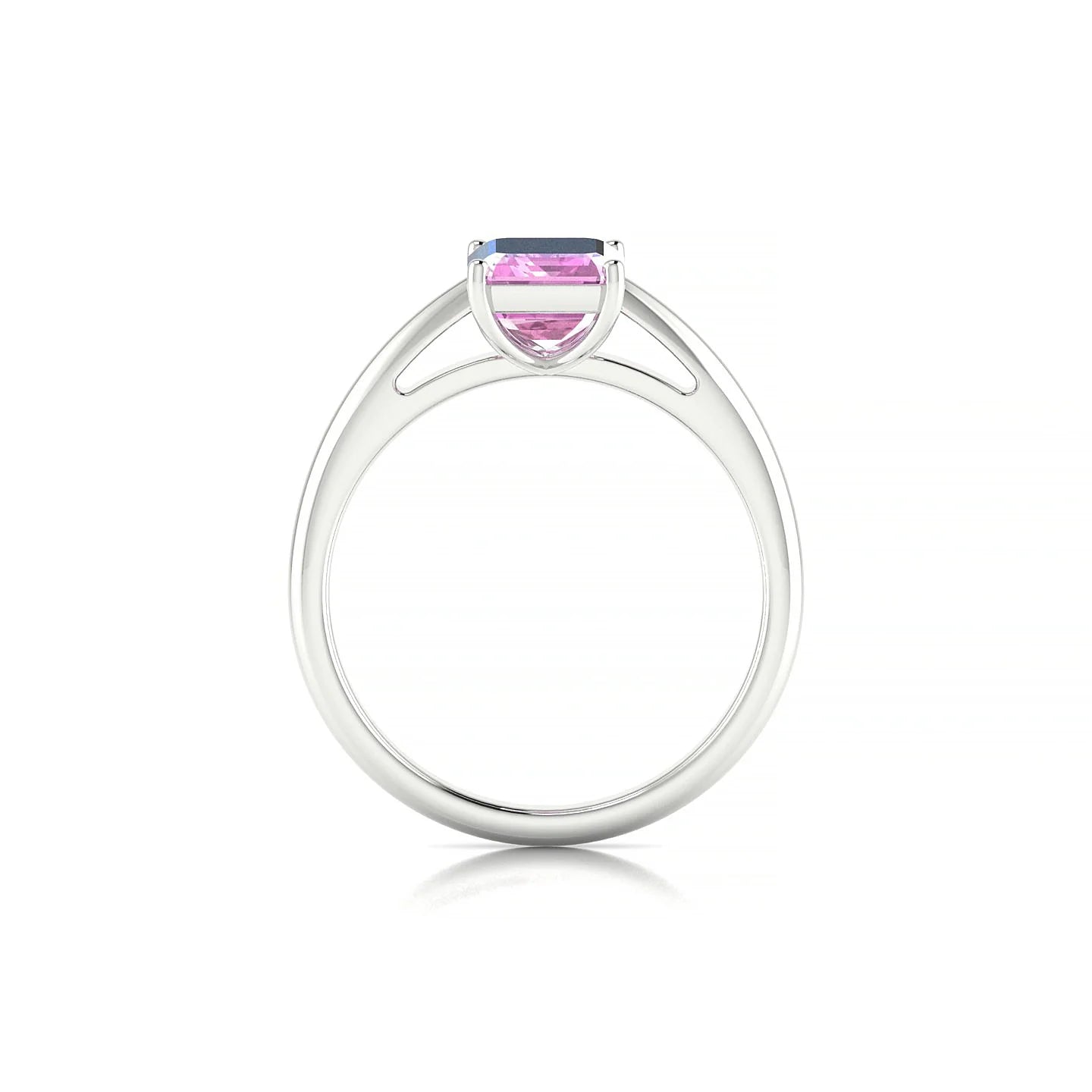 Treasure | 18k White Gold 8 x 6 mm Emerald Pink Sapphire Ring