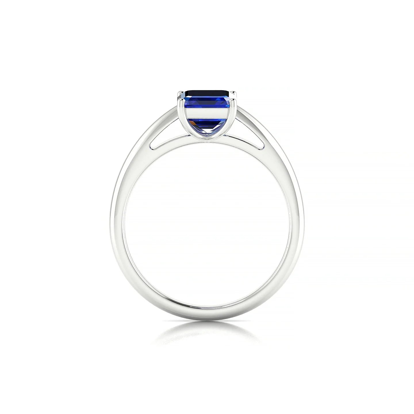 Treasure | 18k White Gold 8 x 6 mm Emerald Sapphire Ring