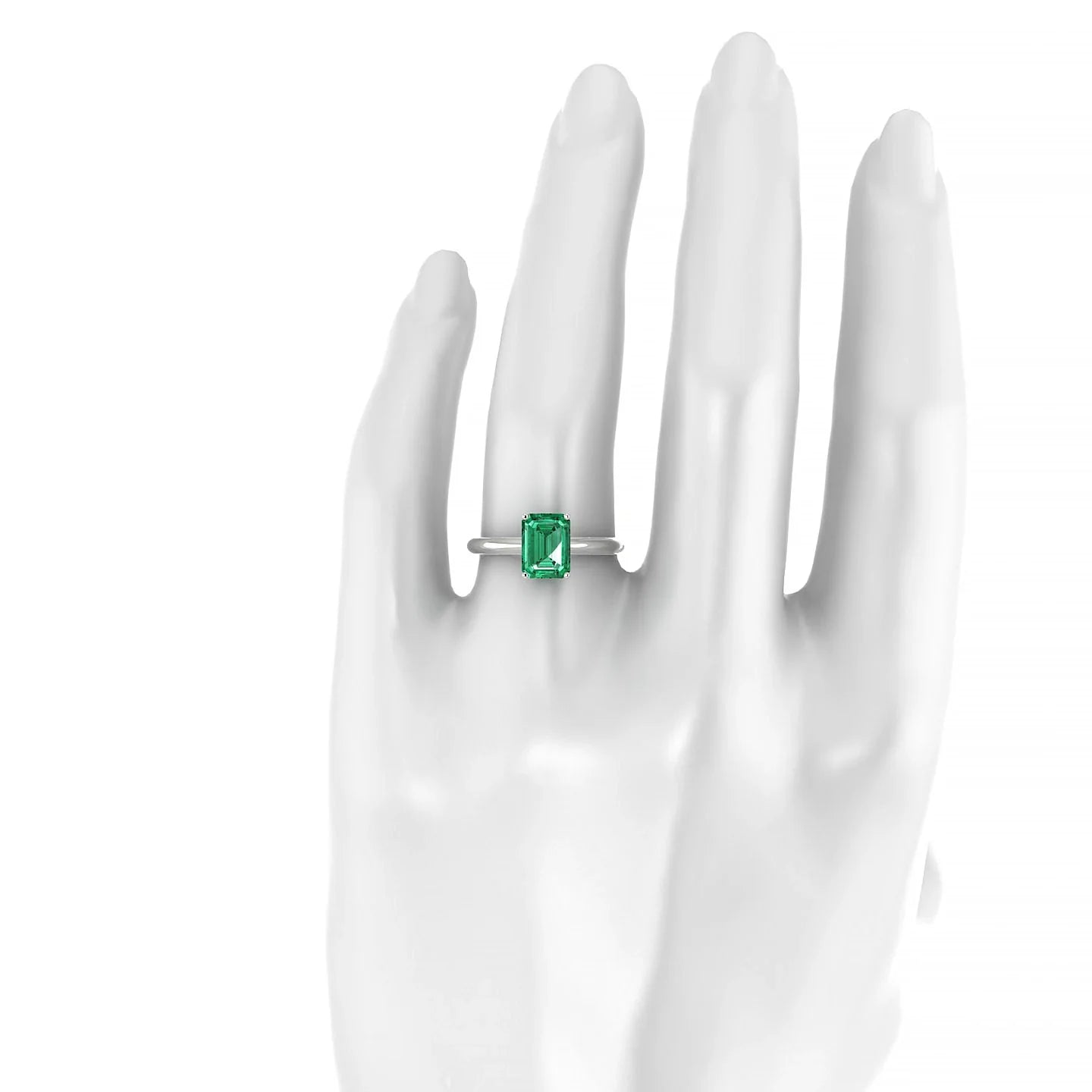 Treasure | 18k White Gold 8 x 6 mm Emerald Emerald Ring