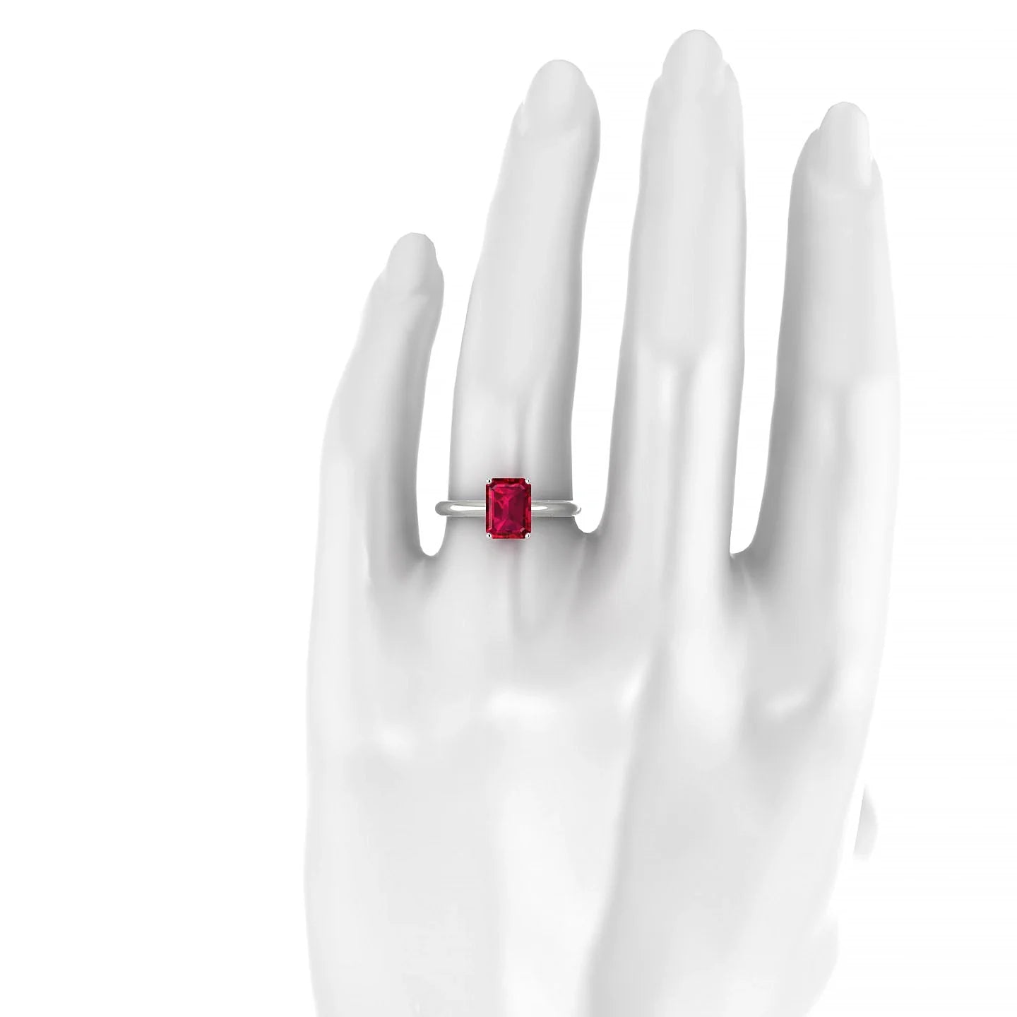 Treasure | 18k White Gold 8 x 6 mm Emerald Ruby Ring