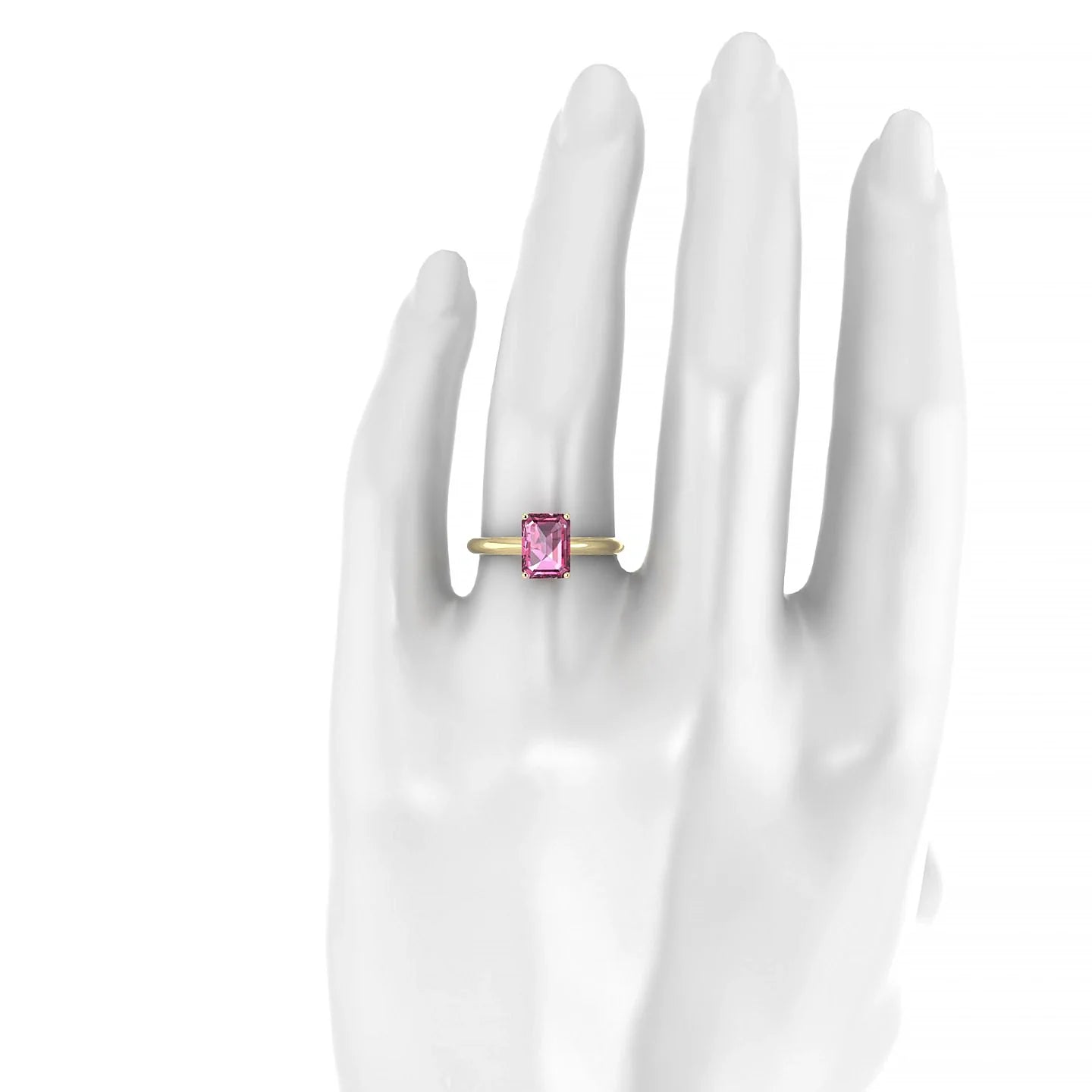 Treasure | 18k Yellow Gold 8 x 6 mm Emerald Rhodolite Ring