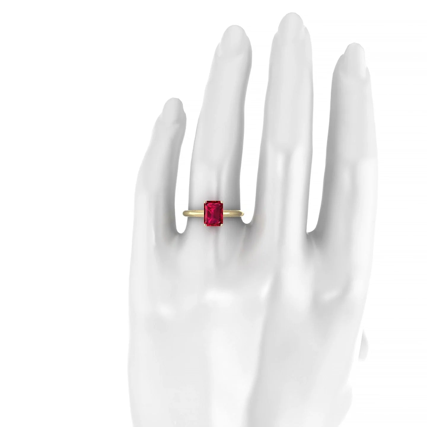Treasure | 18k Yellow Gold 8 x 6 mm Emerald Ruby Ring