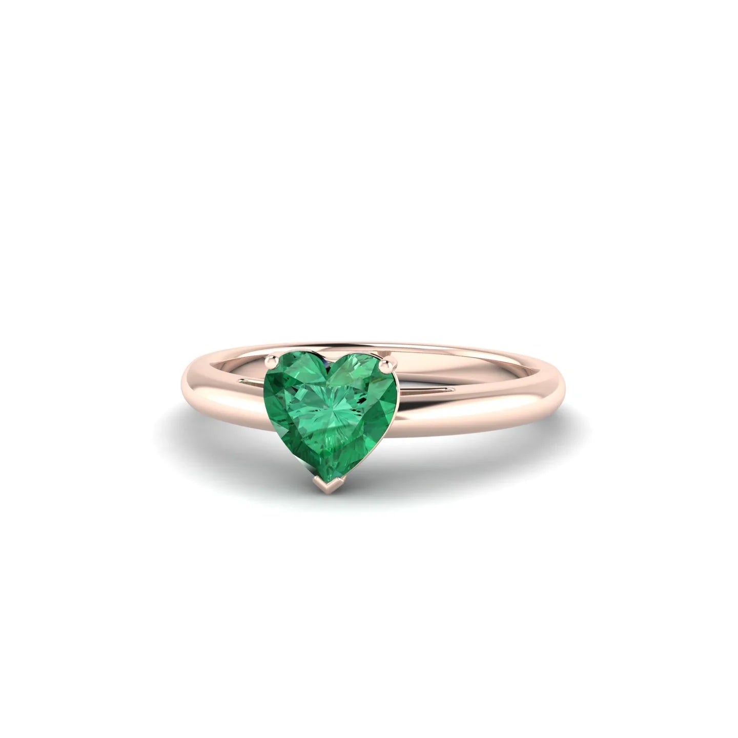 Treasure | 18k Rose Gold 5.5 mm Heart Emerald Ring