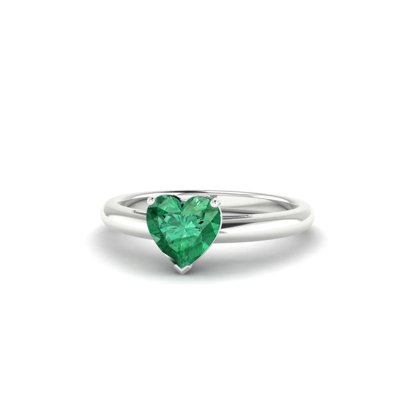 Treasure | 18k White Gold 5.5 mm Heart Emerald Ring