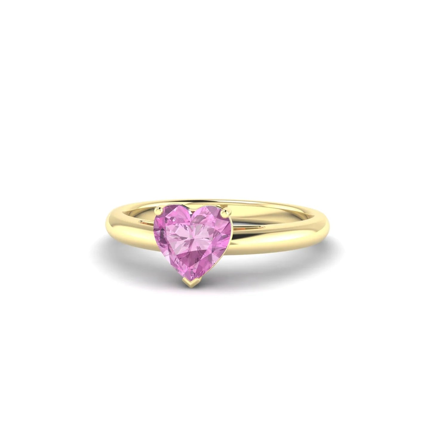 Treasure | 18k Yellow Gold 5.5 mm Heart Pink Sapphire Ring