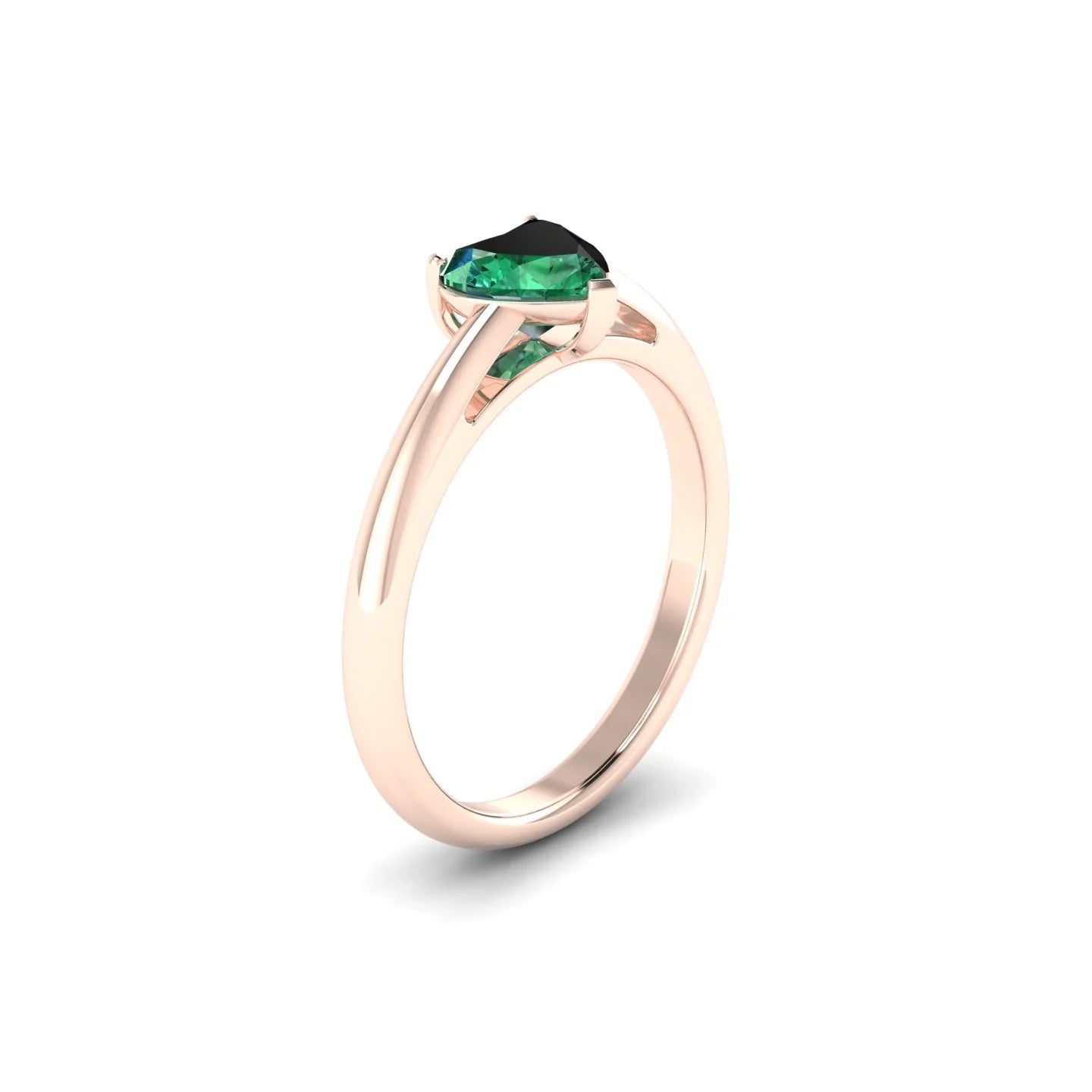 Treasure | 18k Rose Gold 5.5 mm Heart Emerald Ring