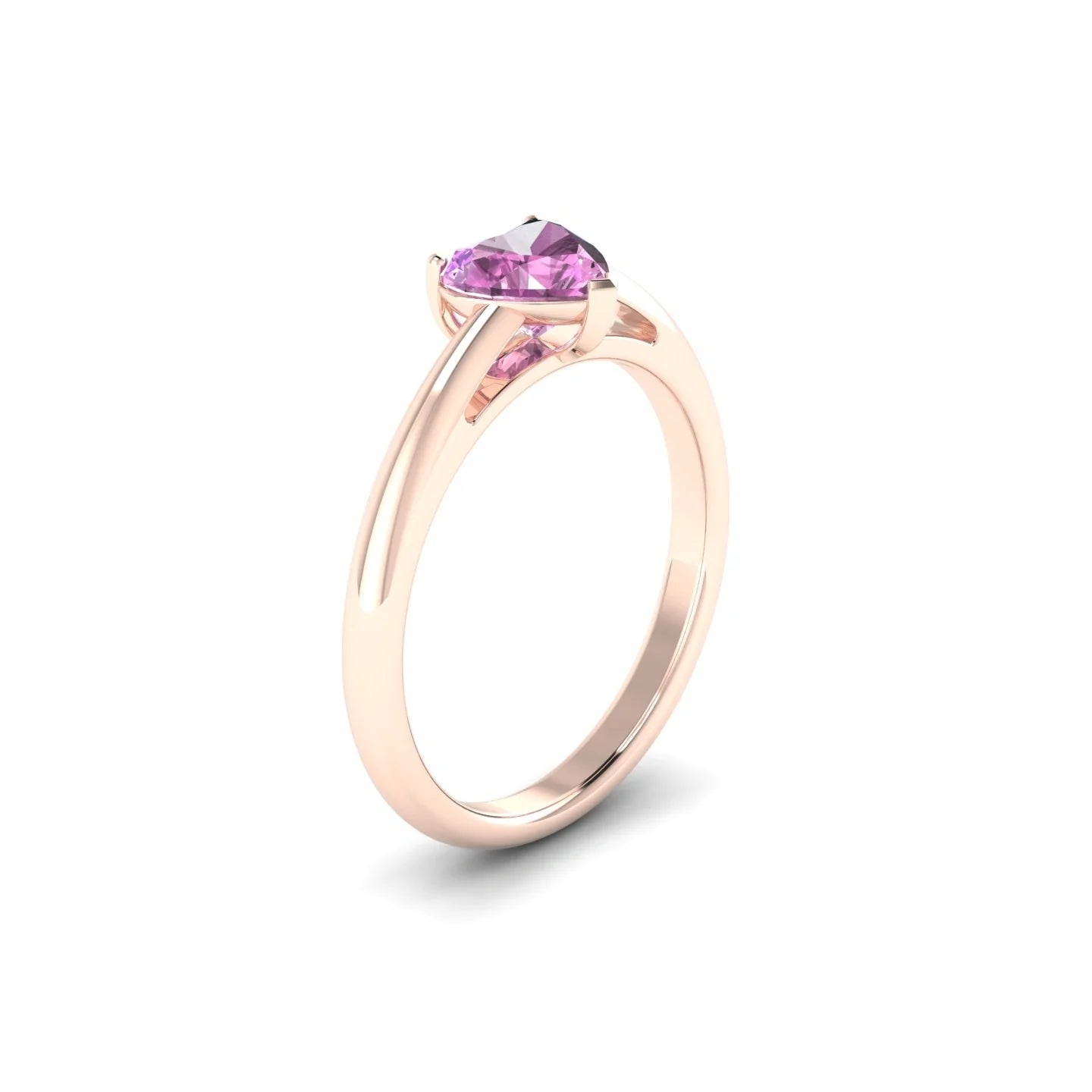 Treasure | 18k Rose Gold 5.5 mm Heart Pink Sapphire Ring