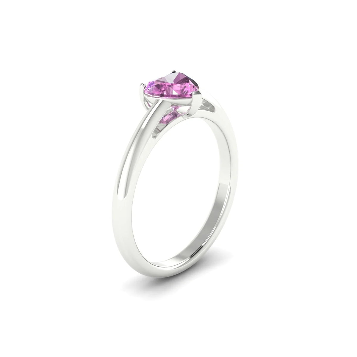 Treasure | 18k White Gold 5.5 mm Heart Pink Sapphire Ring