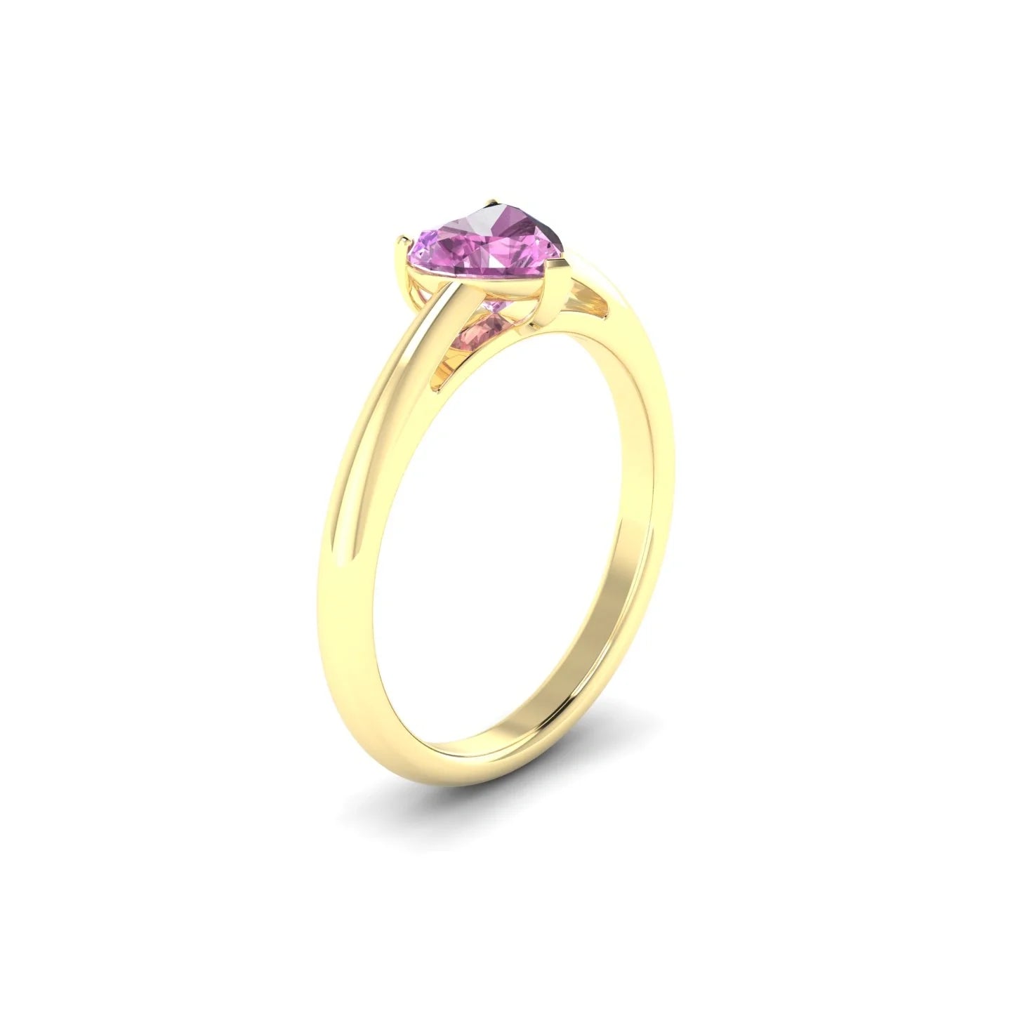Treasure | 18k Yellow Gold 5.5 mm Heart Pink Sapphire Ring
