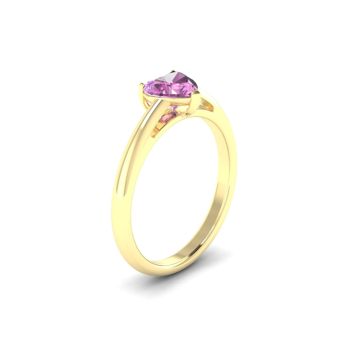 Treasure | 18k Yellow Gold 5.5 mm Heart Pink Sapphire Ring