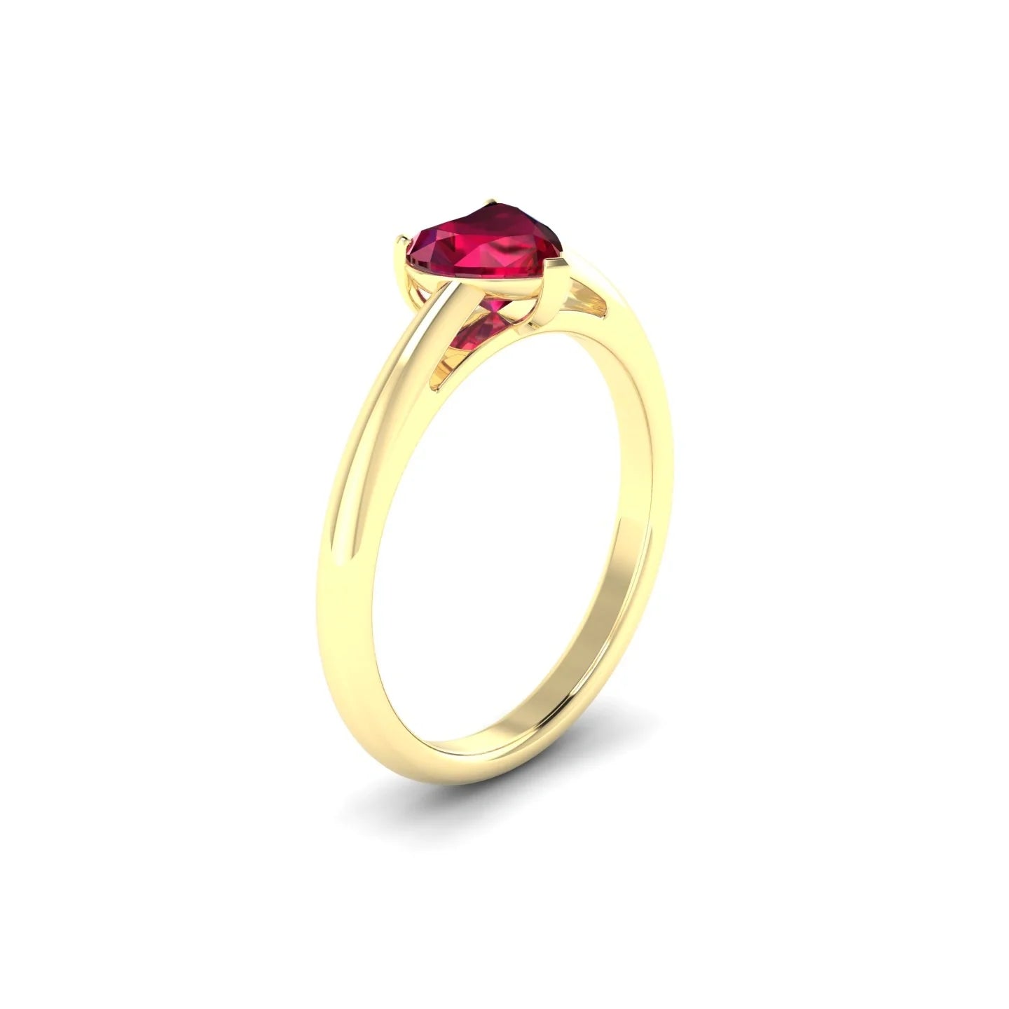 Treasure | 18k Yellow Gold 5.5 mm Heart Ruby Ring