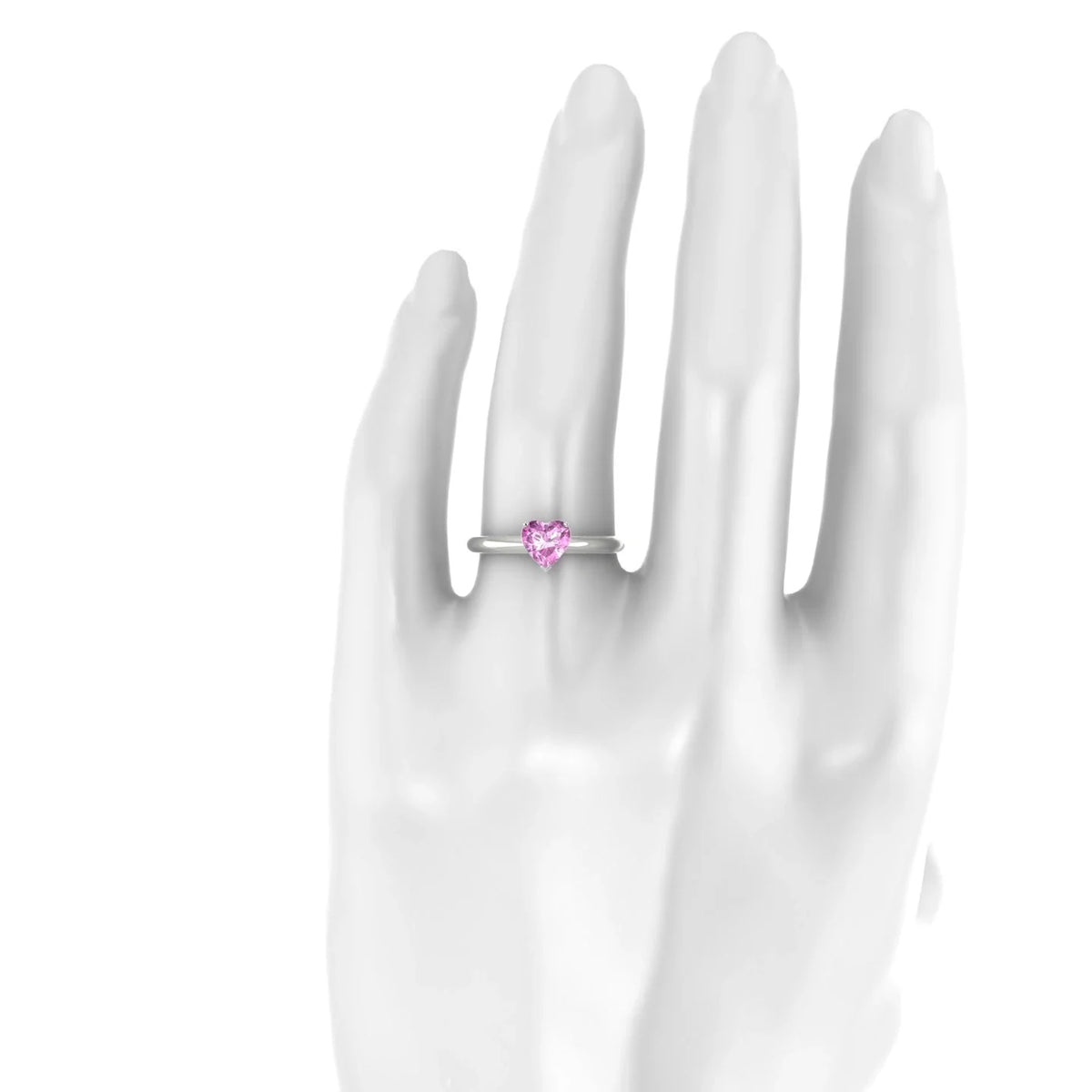 Treasure | 18k White Gold 5.5 mm Heart Pink Sapphire Ring