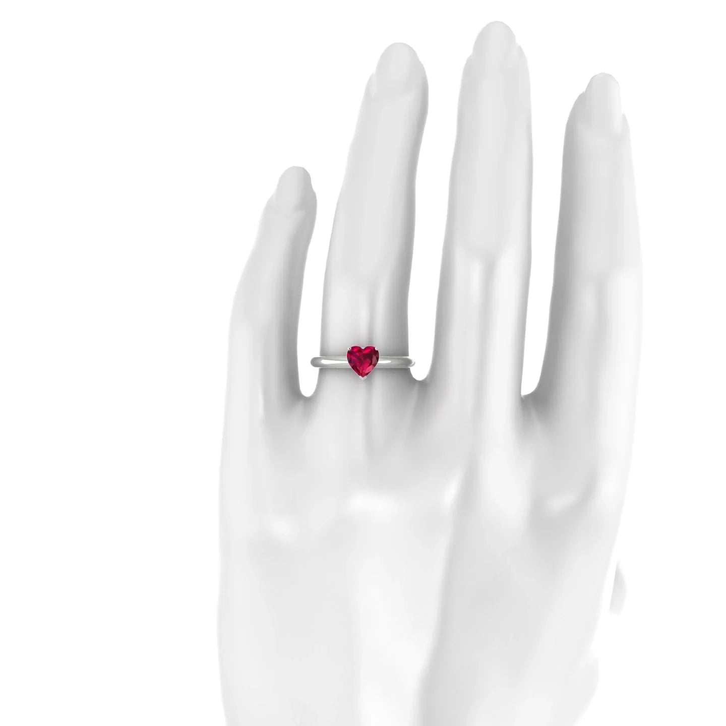 Treasure | 18k White Gold 5.5 mm Heart Ruby Ring