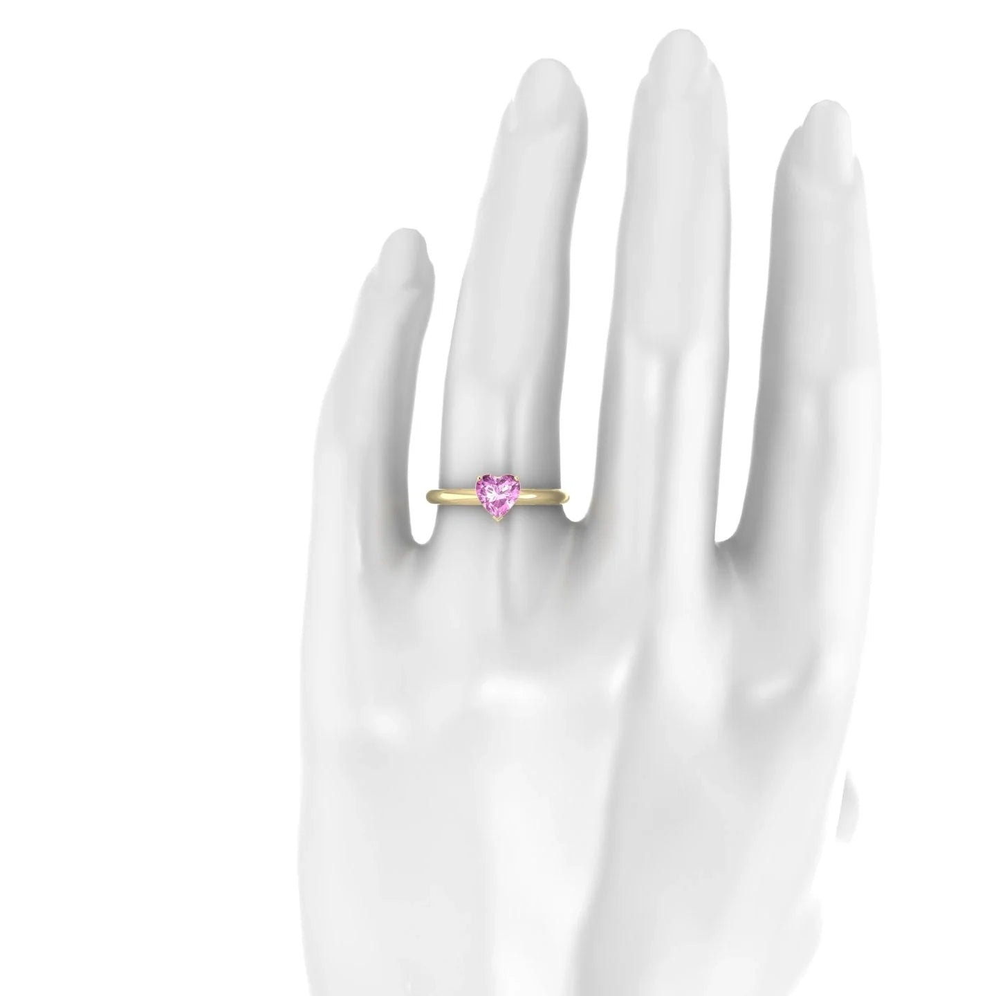 Treasure | 18k Yellow Gold 5.5 mm Heart Pink Sapphire Ring
