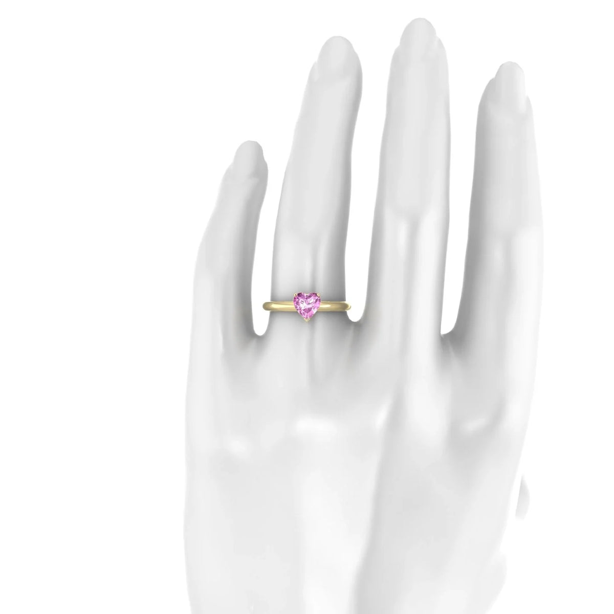 Treasure | 18k Yellow Gold 5.5 mm Heart Pink Sapphire Ring