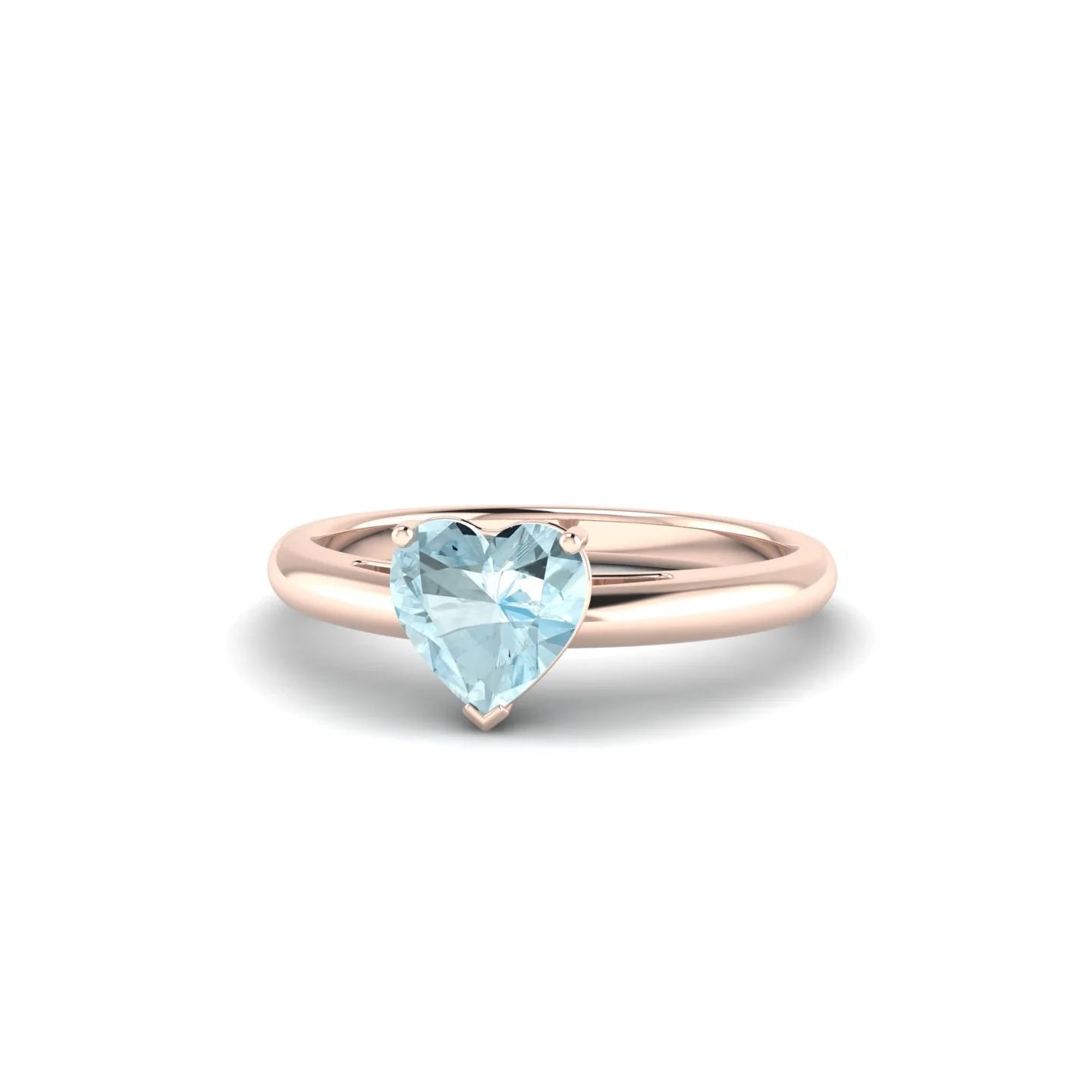Treasure | 18k Rose Gold 6 mm Heart Aquamarine Ring