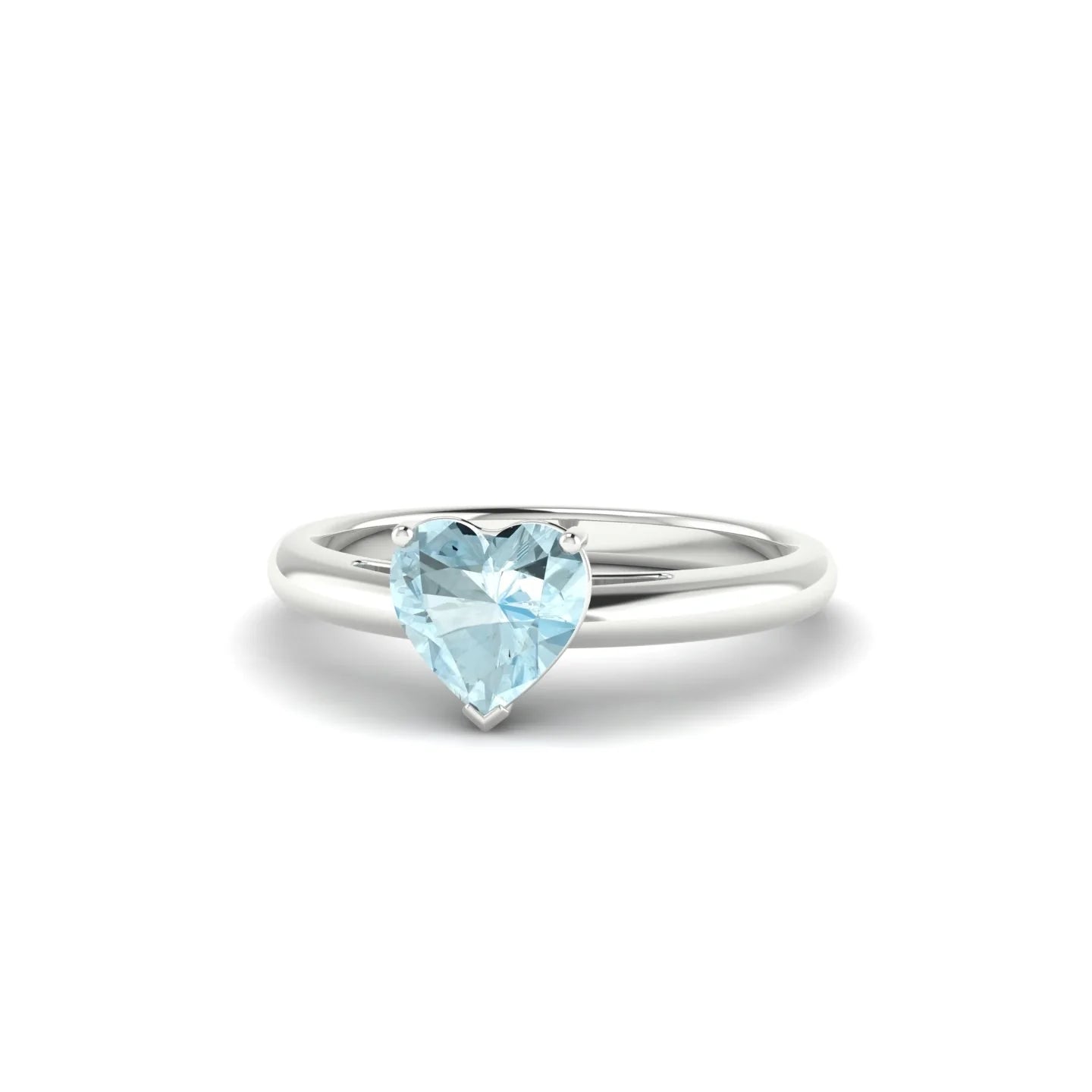 Treasure | 18k White Gold 6 mm Heart Aquamarine Ring