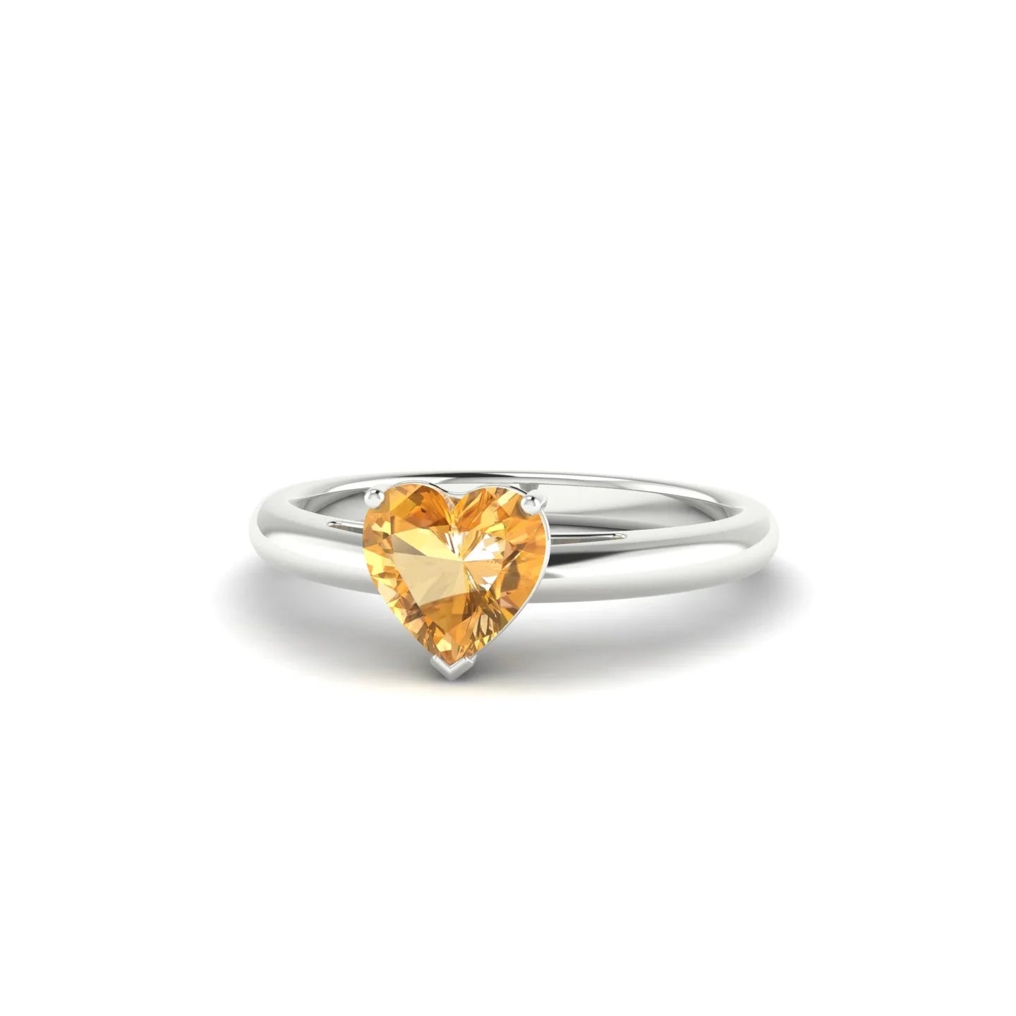 Treasure | 18k White Gold 6 mm Heart Citrine Ring