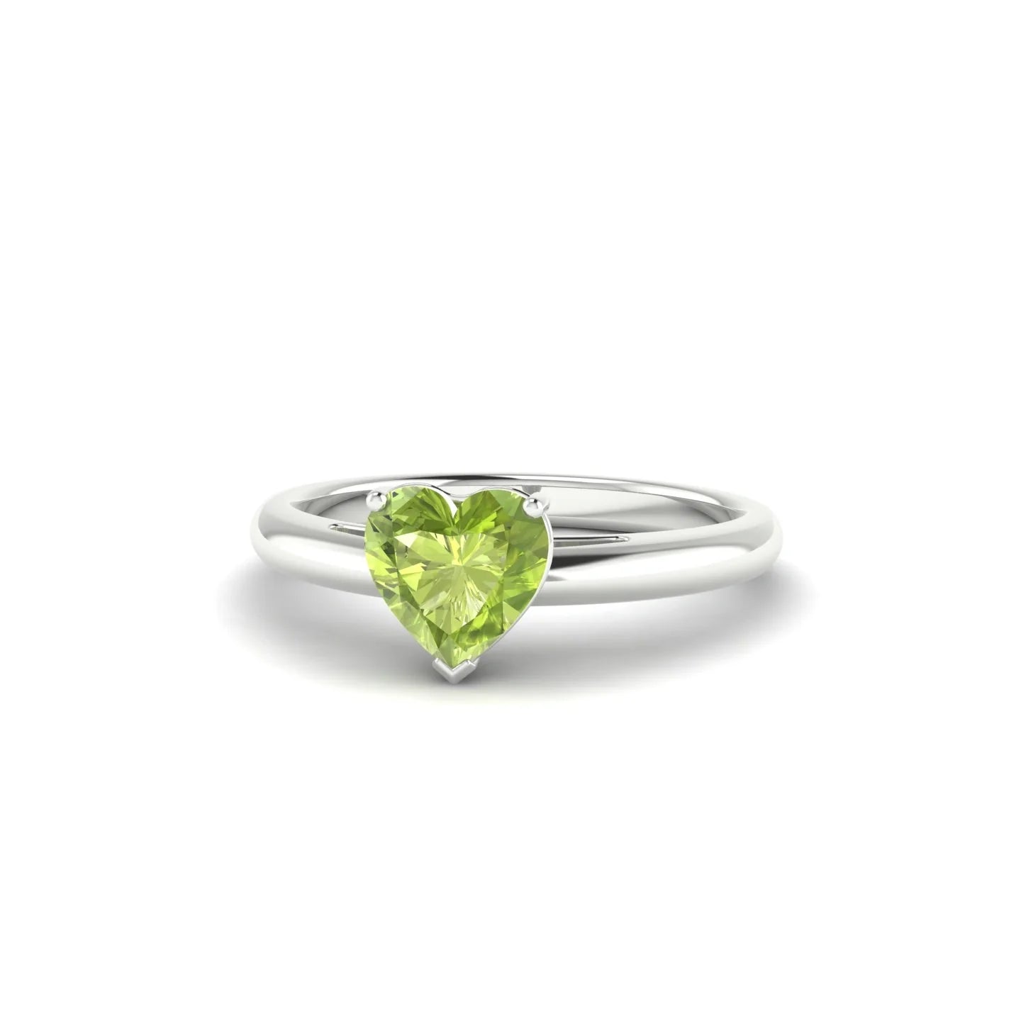 Treasure | 18k White Gold 6 mm Heart Peridot Ring