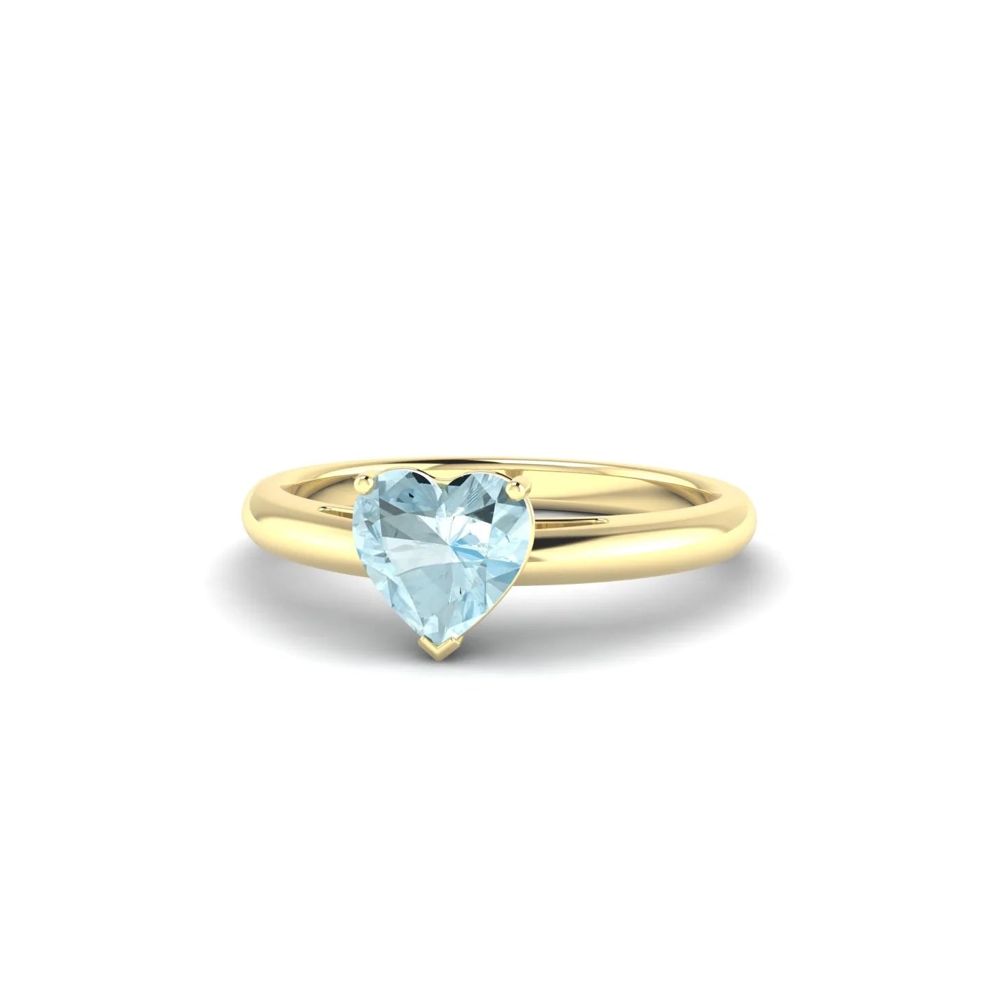 Treasure | 18k Yellow Gold 6 mm Heart Aquamarine Ring