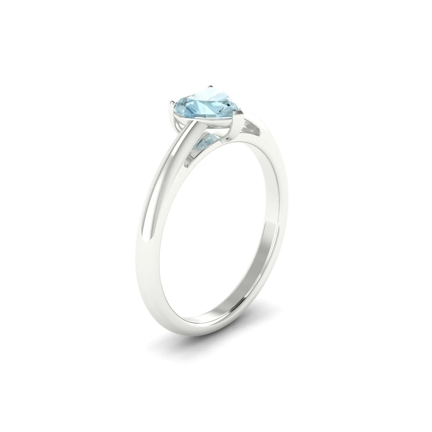 Treasure | 18k White Gold 6 mm Heart Aquamarine Ring