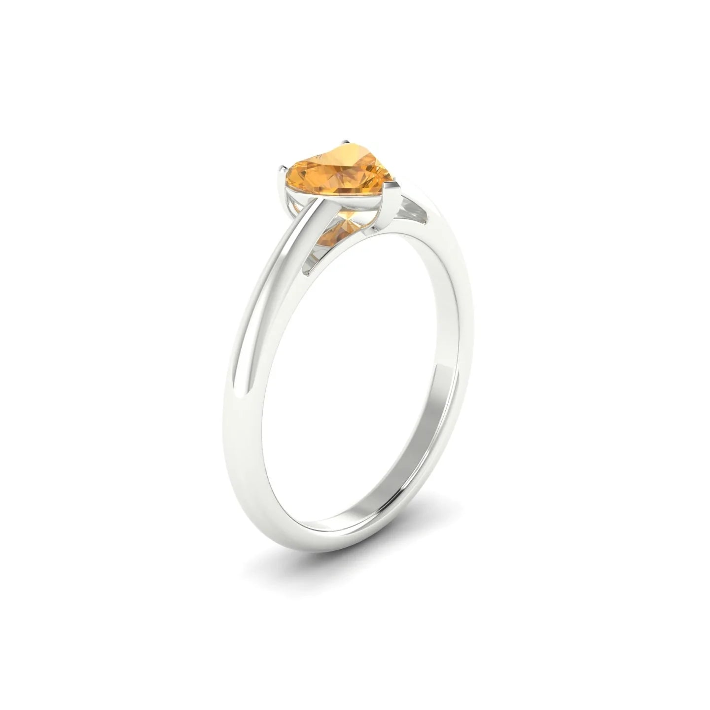 Treasure | 18k White Gold 6 mm Heart Citrine Ring