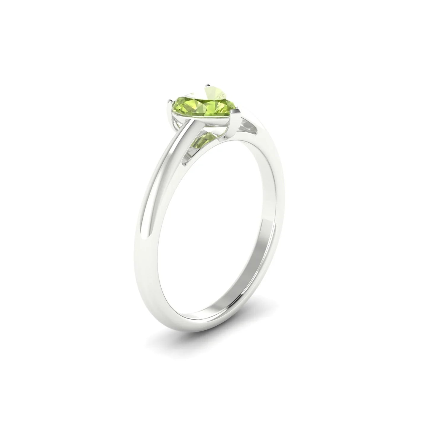 Treasure | 18k White Gold 6 mm Heart Peridot Ring