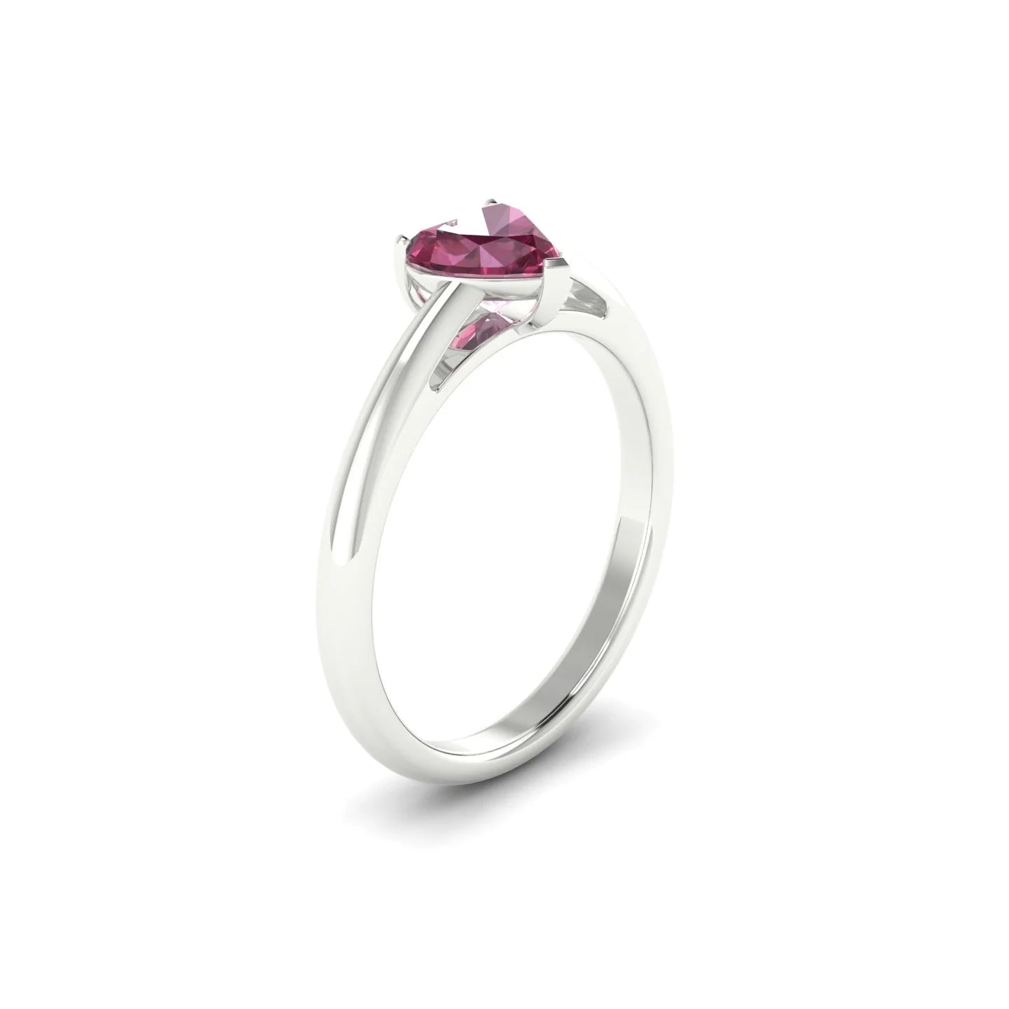Treasure | 18k White Gold 6 mm Heart Rhodolite Ring