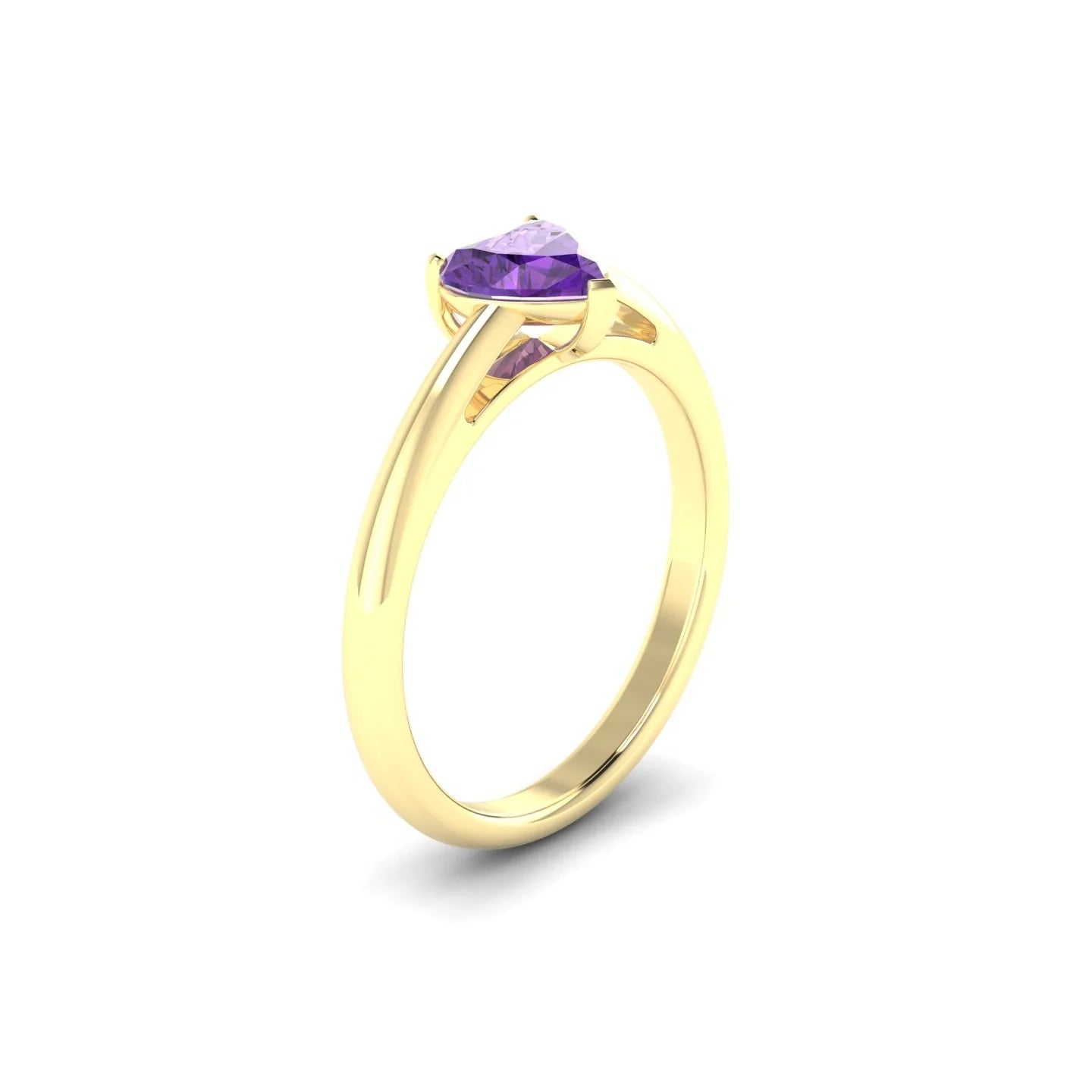 Treasure | 18k Yellow Gold 6 mm Heart Amethyst Ring