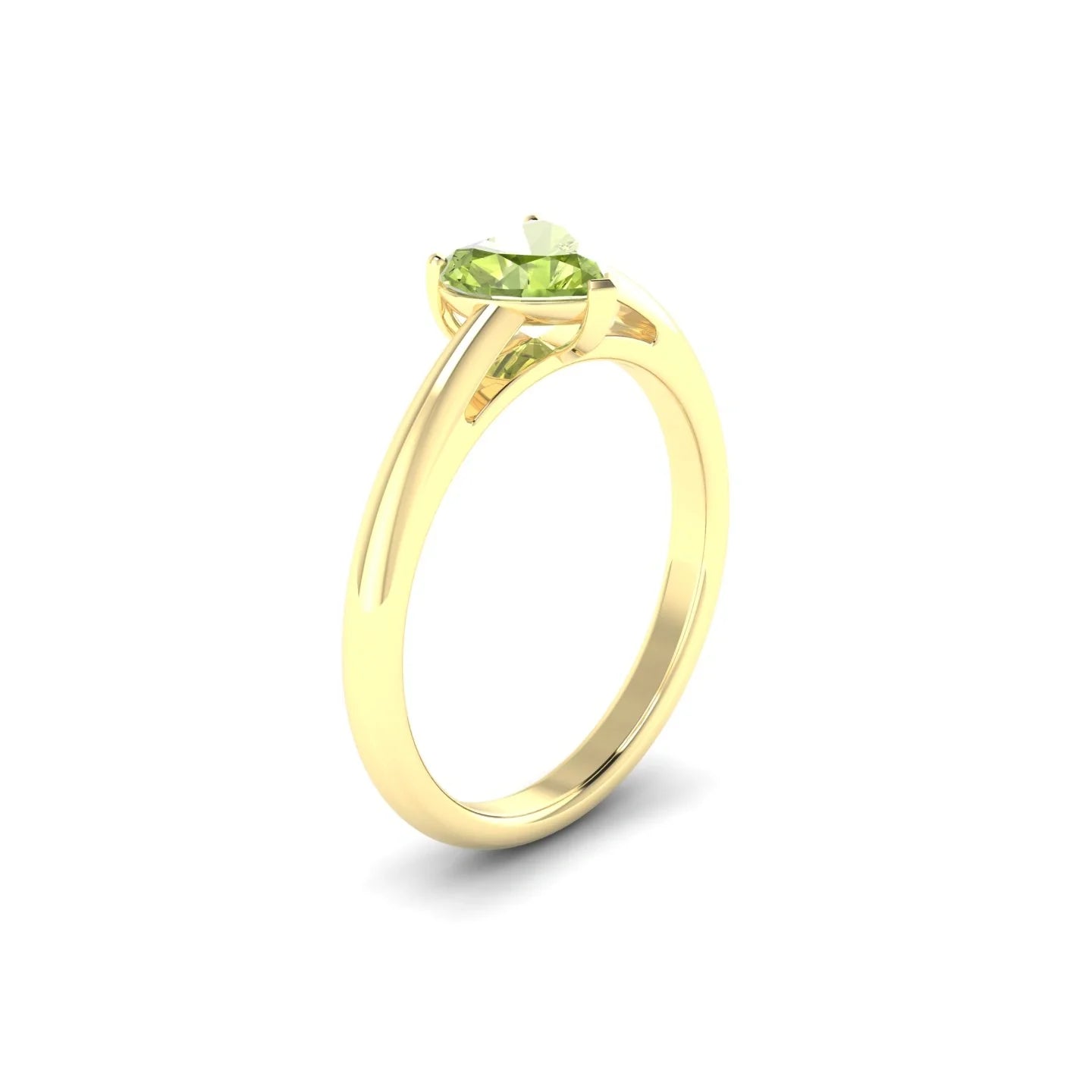 Treasure | 18k Yellow Gold 6 mm Heart Peridot Ring