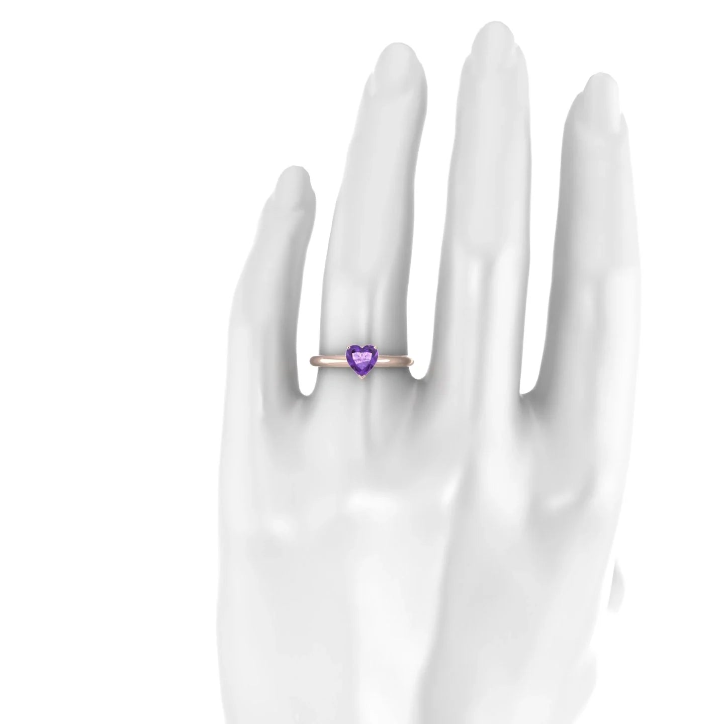 Treasure | 18k Rose Gold 6 mm Heart Amethyst Ring